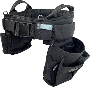 BOULDER BAG Professional Electrician's MAX Combo with Comfort Back Support Tool Belt, Quick Release Buckle, Heavy Duty Work Belt, Black, (Small 24-27 Inch Waist), Made in USA