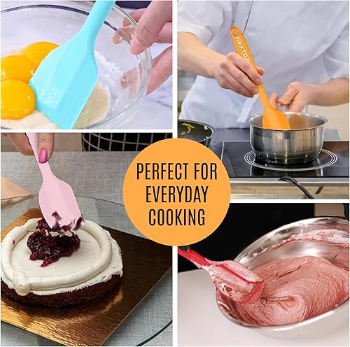 Miniatura 5 de NEXTOP Juego de 8 espátulas de silicona, resistentes al calor, antiadherentes, resistentes al calor, sin costuras, diseño de una pieza,