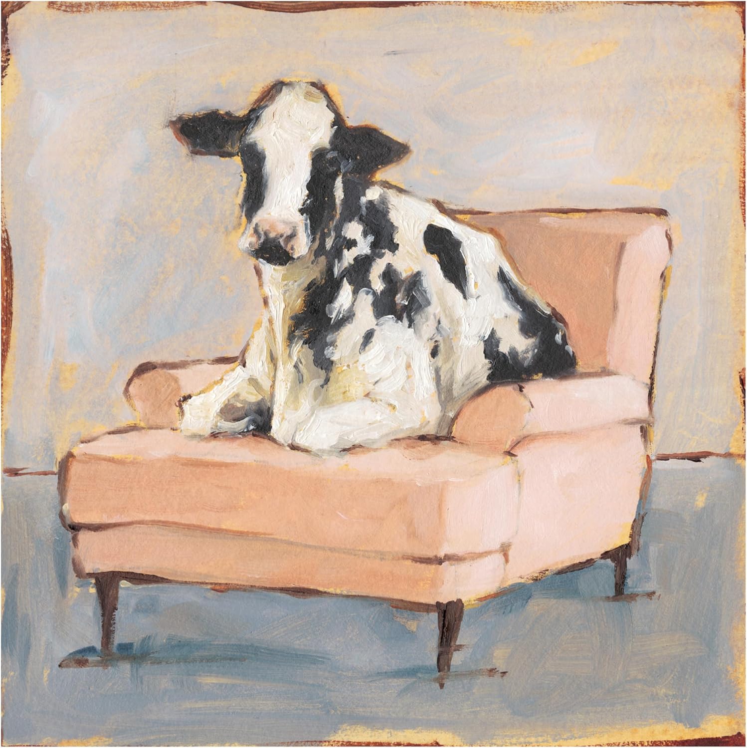 Wrapped Canvas Wall Art - Ethan Harper 'Moo-ving in II' Wall Art for Living Room, Bedroom, or Office Décor - 35x35