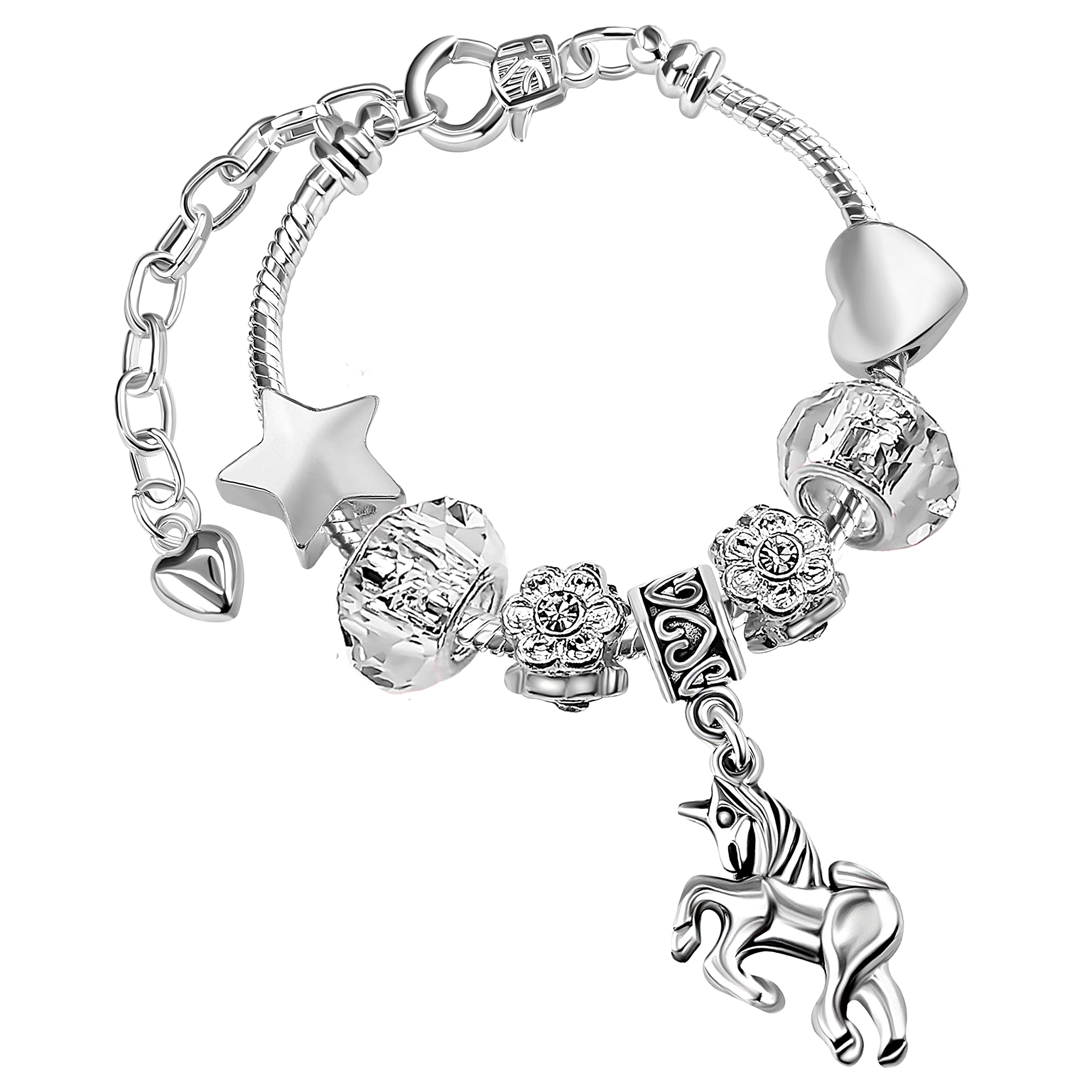 Braccialetto con unicorno, in argento Sterling 925, per ragazze, con unicorno, con zirconia cubica rosa, regalo per donne, bambini, figlia, 17 7 cm, Zirconia cubica, Zirconia cubica