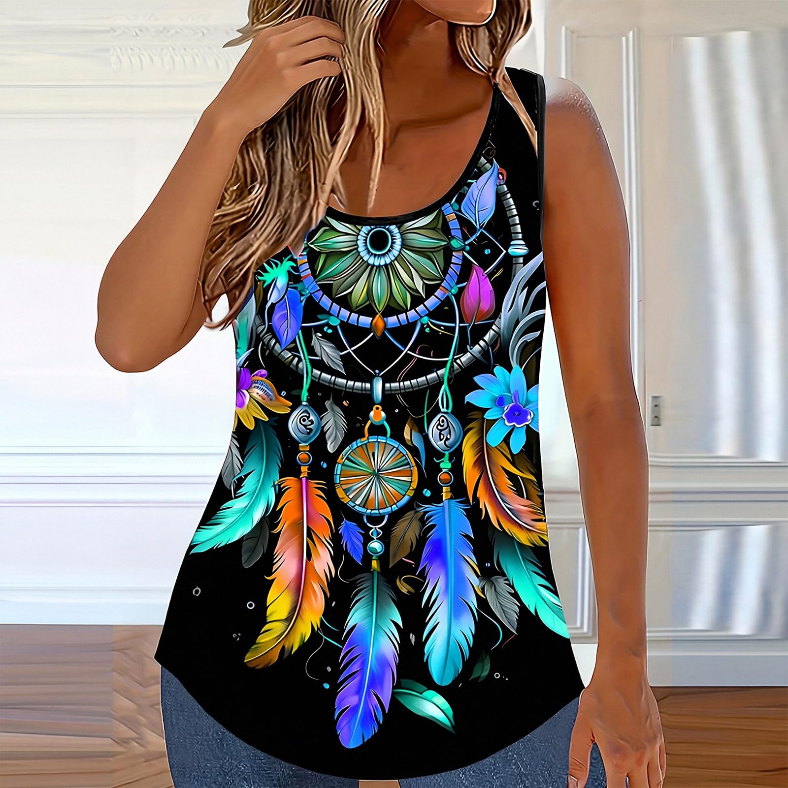Camiseta sin mangas casual con estampado floral para mujer — view 3