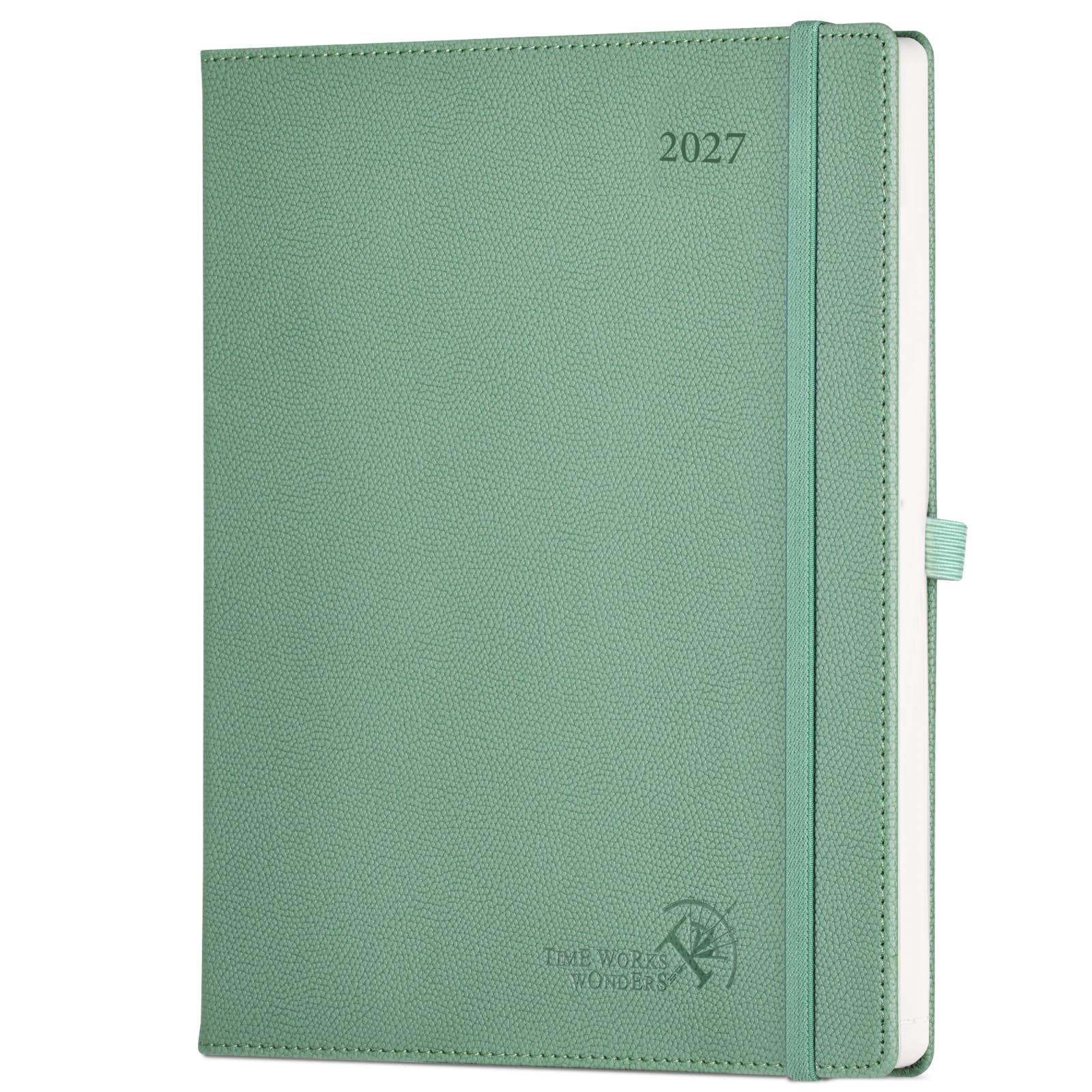 POPRUN A4 2027 Diary Week To View Pu Hardback Weekly Planner Horizontal
