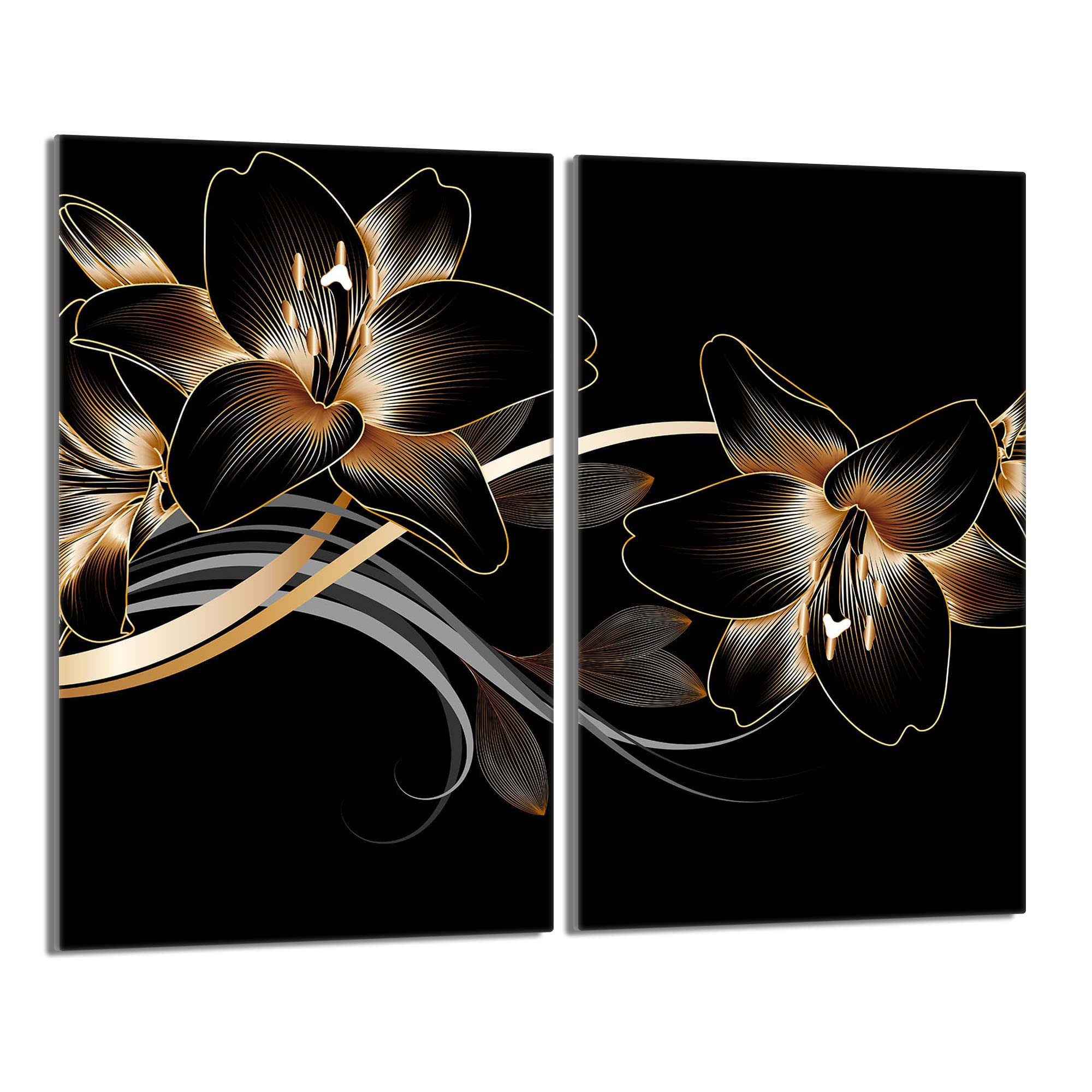 DarHaus Tabla de cortar decorativa de cristal templado y cubre vitro, Placa protectora de vitrocerámica 30 x 52 cm 2 piezas, para inducción, protección contra salpicaduras, decoración, ORQUÍDEA