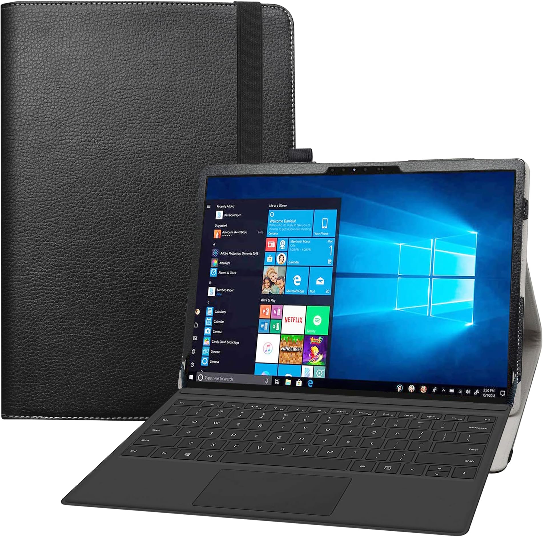Bige for Latitude 7320 Detachable Case,PU Leather Folio 2-Folding Stand Cover for 13" Dell Latitude 7000 7320 Detachable 13 2-in-1 (2021) Tablet (Not fit Other Dell Laptop),Black