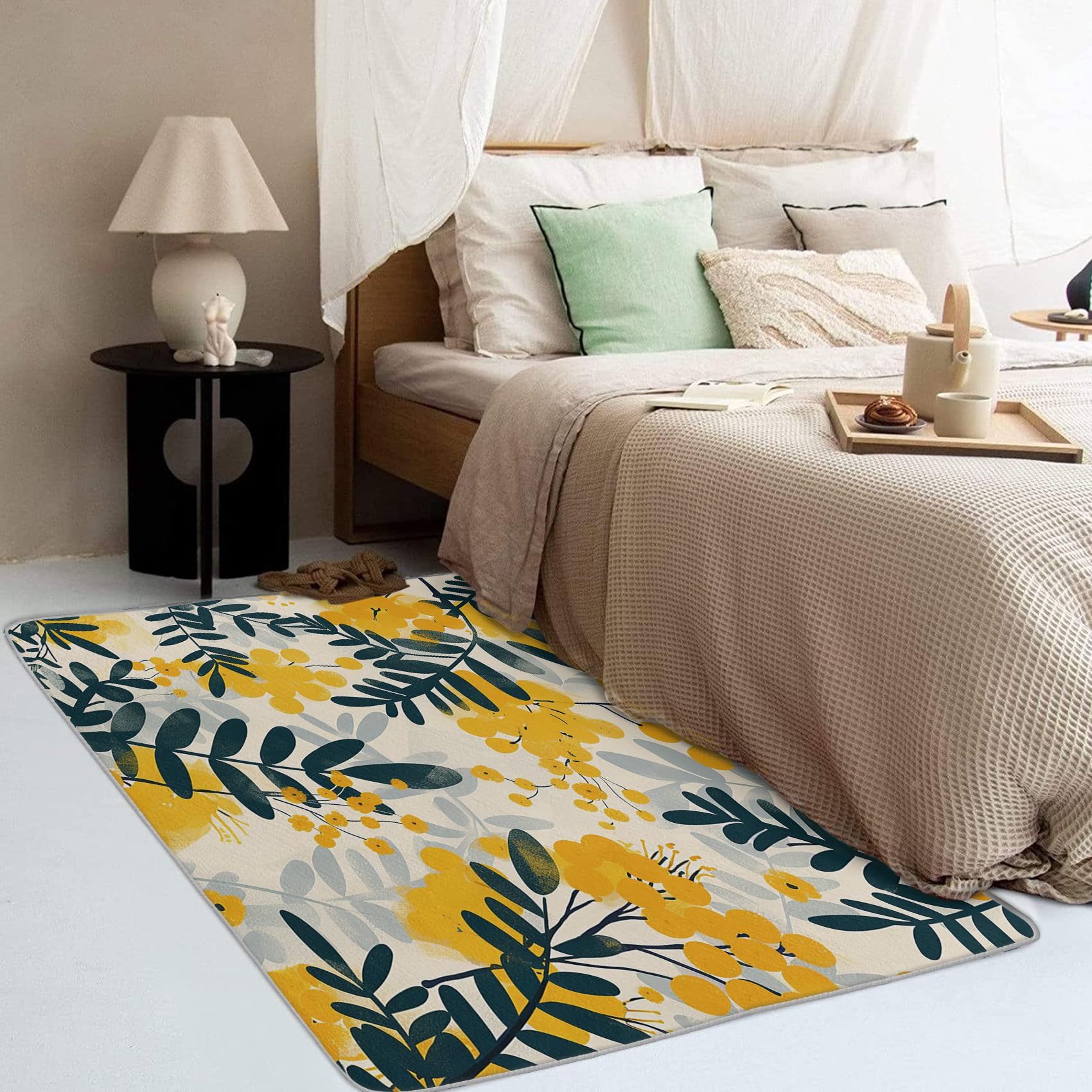 Amazon.com: Yellow Floral Rug 3x4 Area Rugs, Botanical Rugs