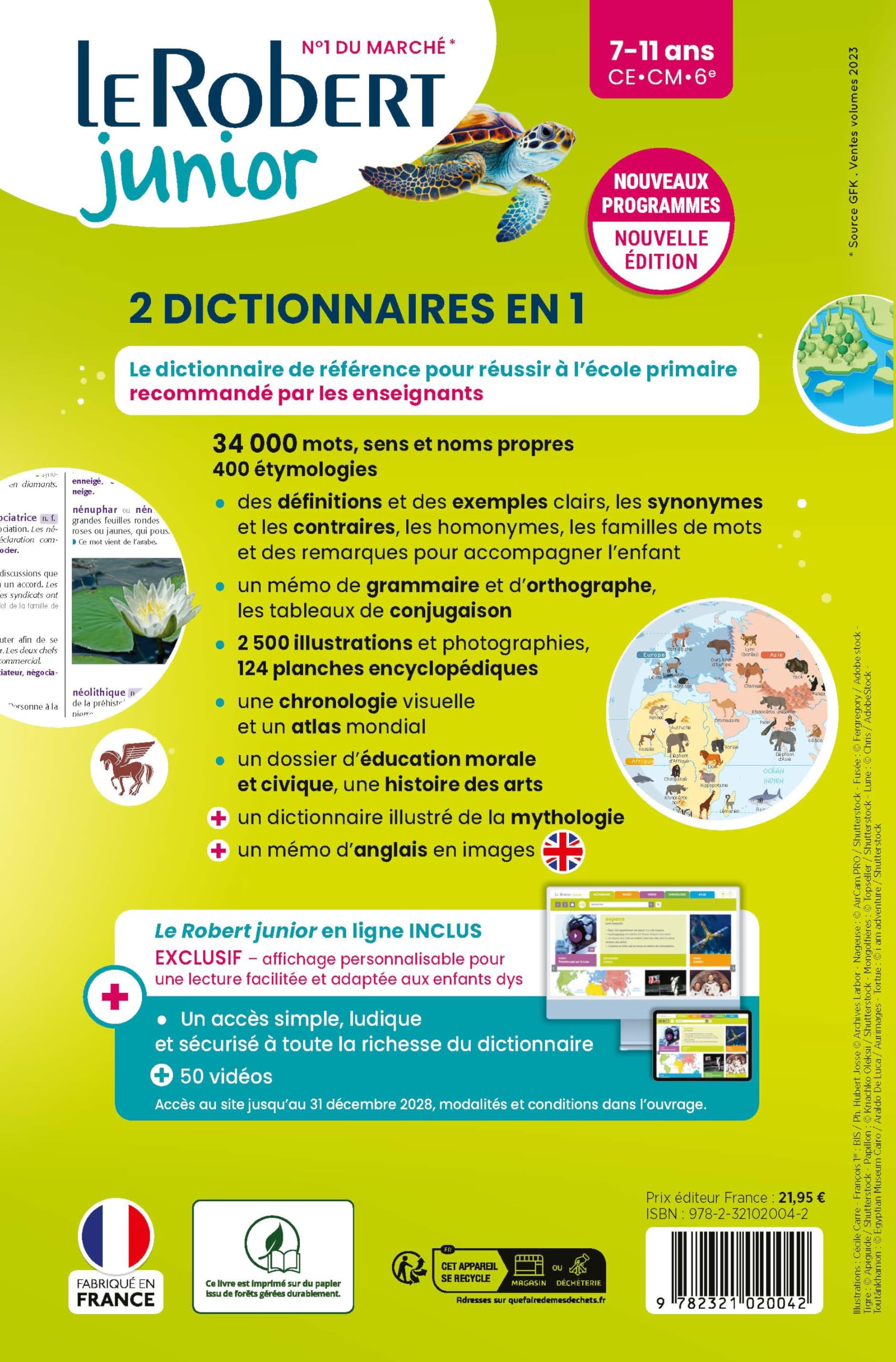 Dictionnaire Le Robert junior illustré et son dictionnaire en ligne - 7/11 ans - CE-CM-6e - Nouvelle édition