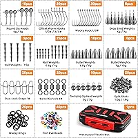 Vista 5 de PLUSINNO Kit de accesorios de pesca de 264/397 piezas, caja de aparejos de pesca organizada con aparejos incluidos, anzuelos de pesca, plomos