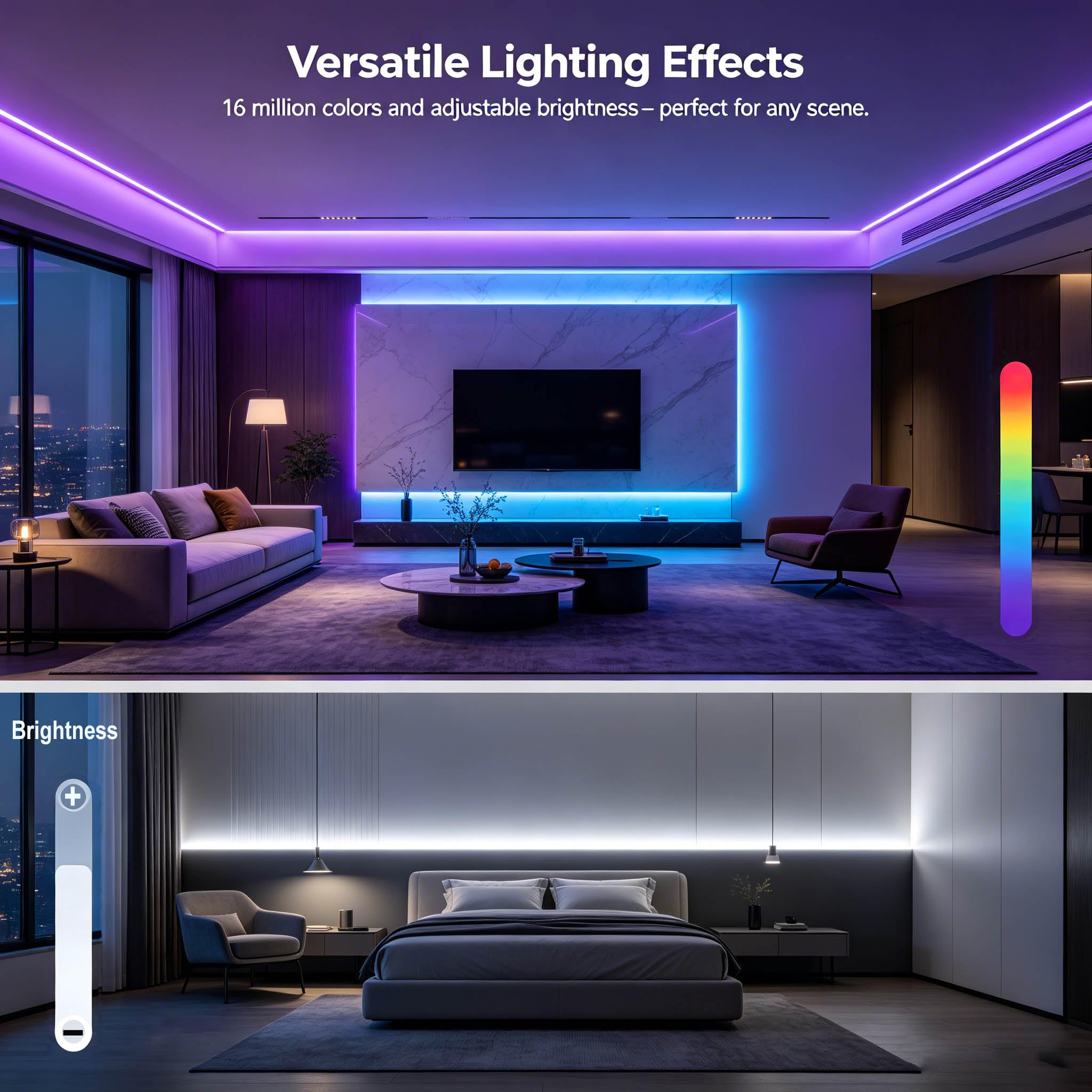 Striscia LED RGBW COB Bianco Freddo 6000K 10M 24V CRI 90+ | Sincronizzazione Musicale Multicolore Dimmabile 7840LEDs Larghezza 12mm RGB+6000K Kit per Camera da Letto, Sala Giochi, Feste