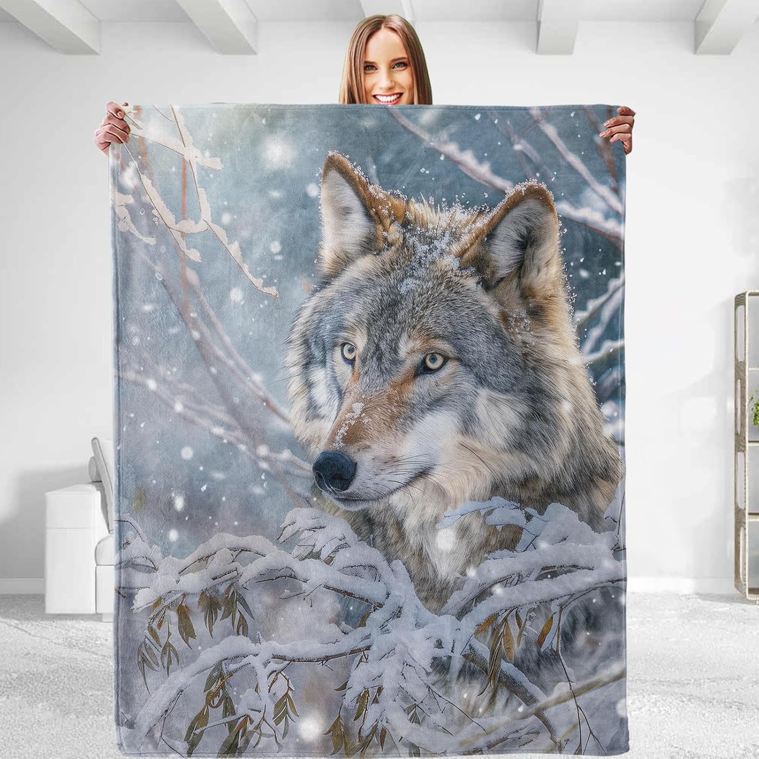 for Wolf Blanket - Ultra Soft Plush Flannel Throw Blanket, Lightweight&Warm, Fuzzy for Couch, Bedroom, Travel, Outdoor, Cozy & Comfy for All 80in×60in