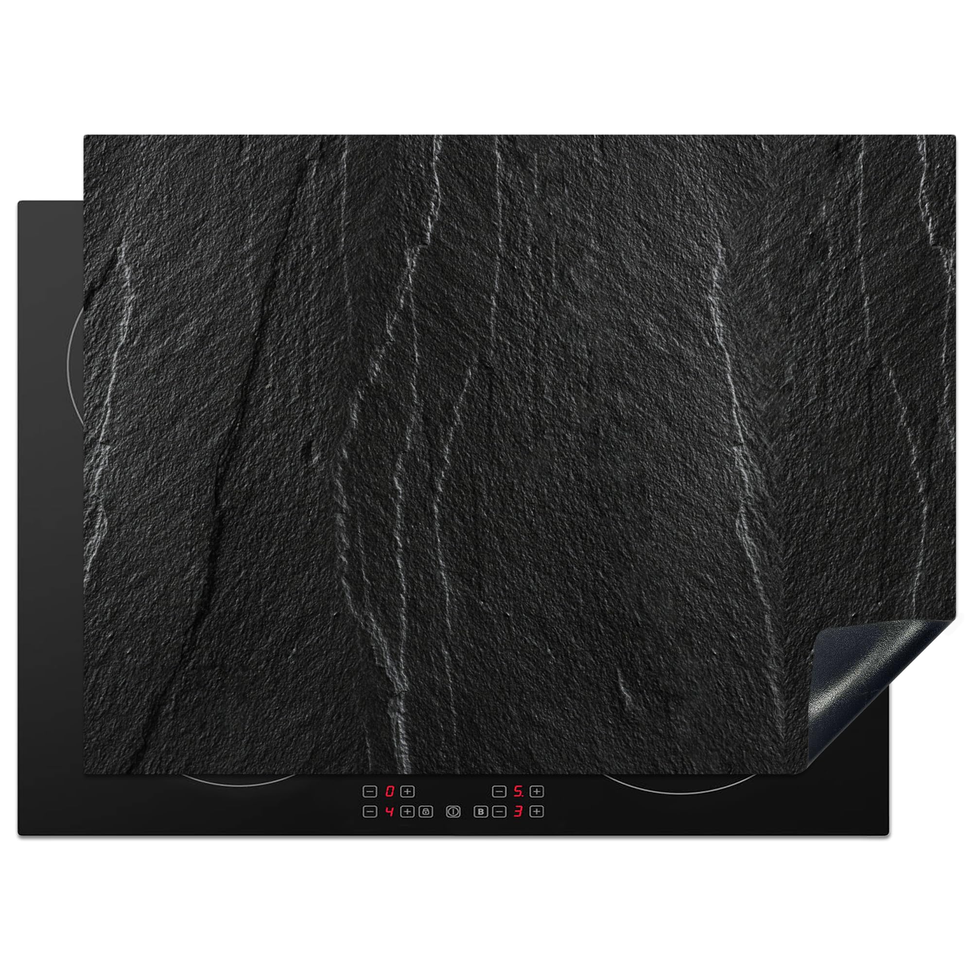 KitchenYeah© Induction Hob Protector Mat 20.5"x27.6" / 70x52 cm Stove Cap Top Cover Kitchen Cooker Covers for Electric Hobs Vinyl Stone - Anthracite - Dark Grey - Stone Structure