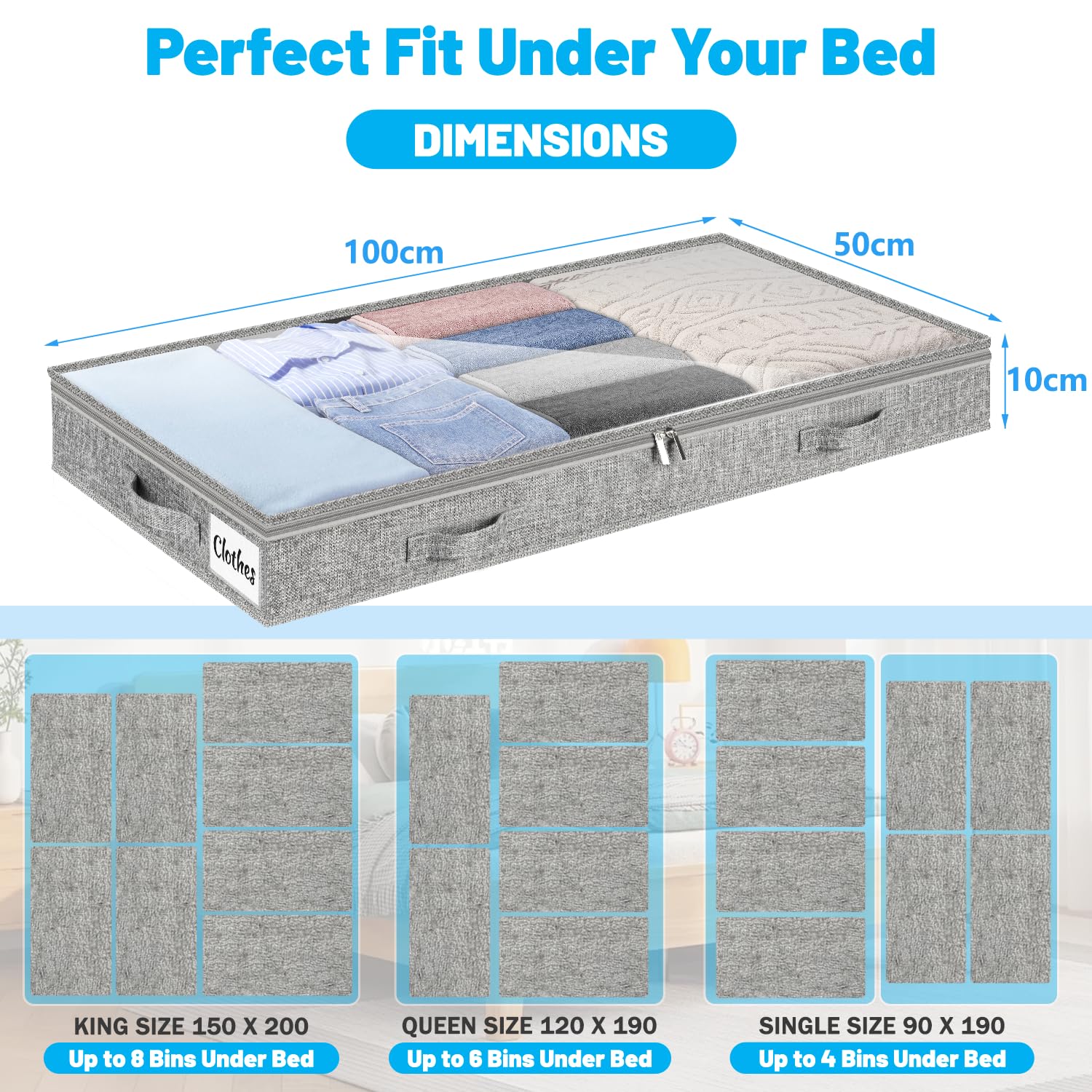 wsryx 4 stuks opbergzakken voor onder bed met deksels