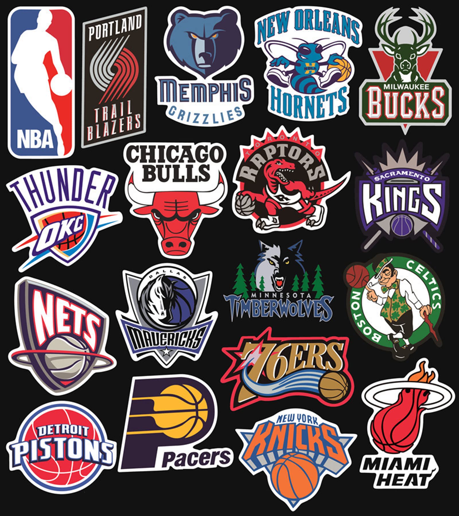 Amazon | Chaojibao 30枚 NBAチームロゴステッカー PVC 防水デカール