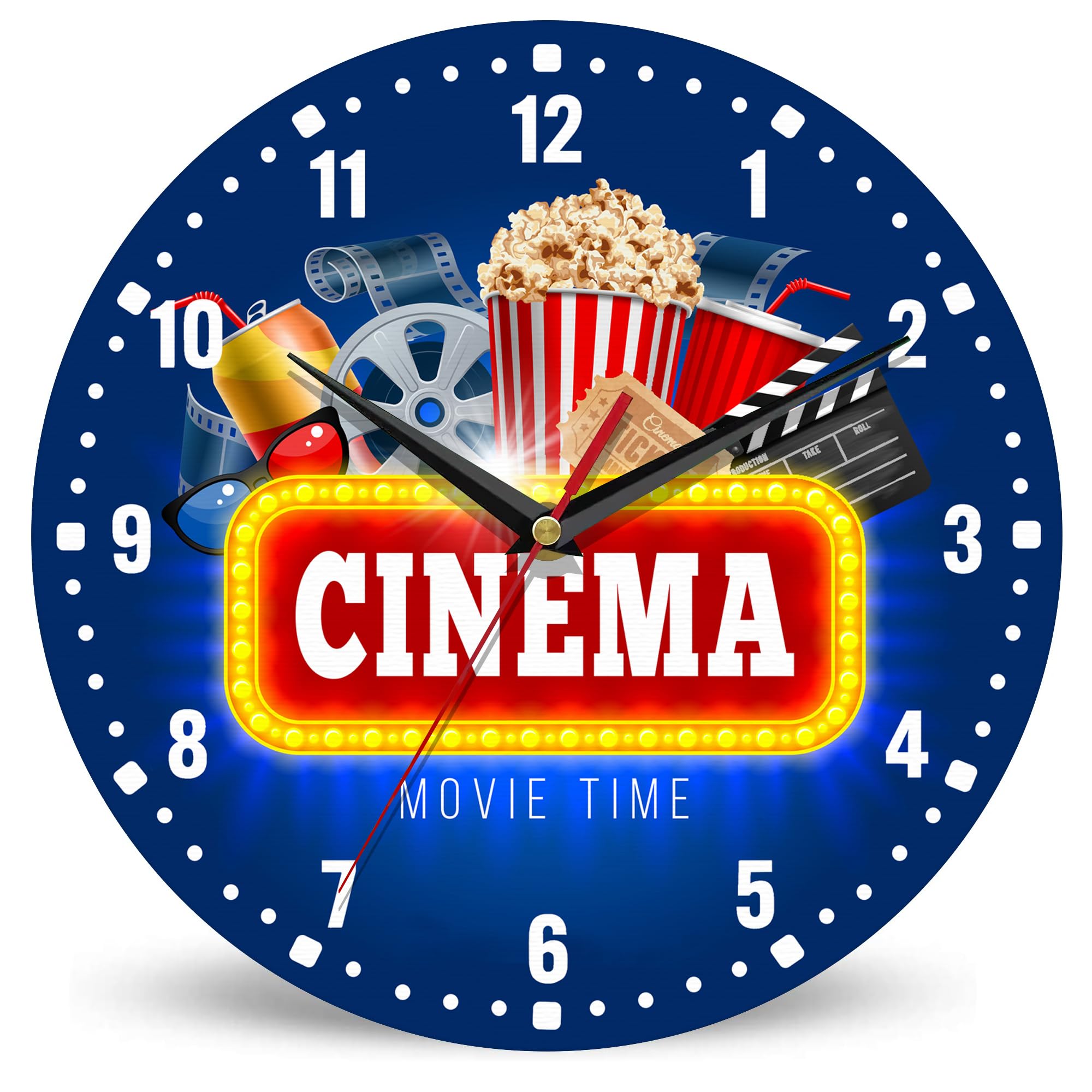 Horloges murales cinéma design élégant montre de salon noire