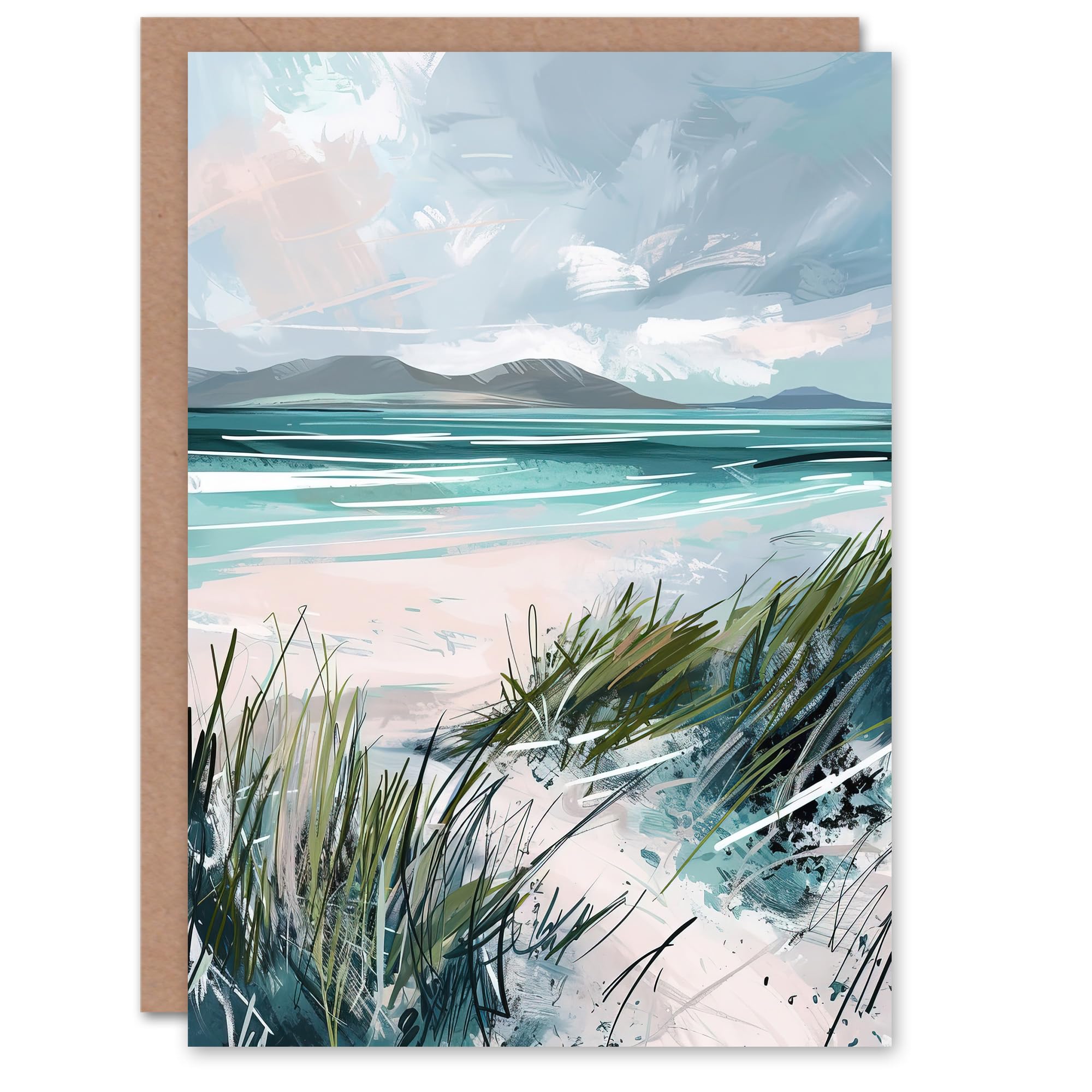 Artery8 Greeting Card - Path to Luskentyre Beach, Isle of Harris Scotland - Blue