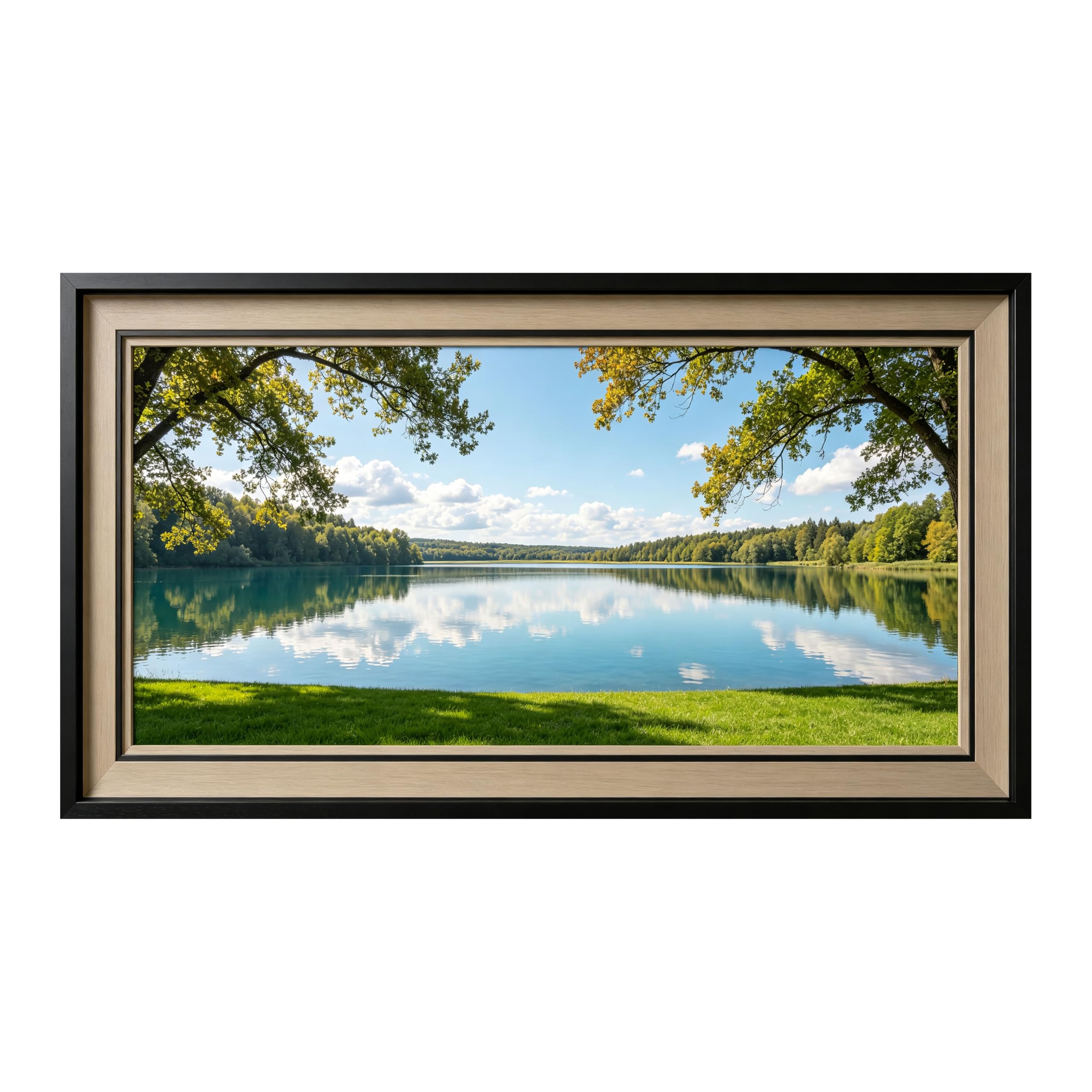 Yzpallescene Art260711037 3D Framed Wall Art Serene Lake Forest Reflection Panoramic Landscape Large Size Selfadhesive Removable Wall Decor Prints Artwork For Living Room Bedroom Office