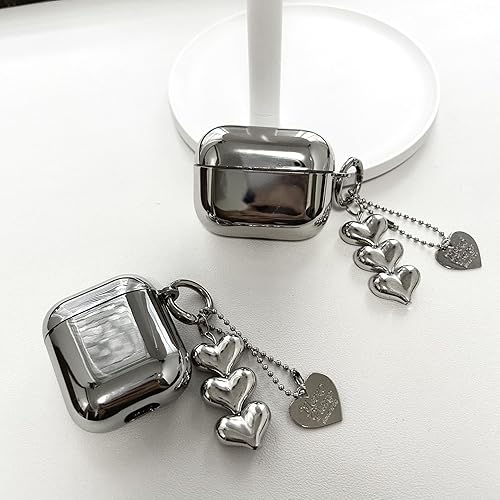 Miniatura 4 de Funda compatible con AirPods 2, TPU suave con kit de limpieza, bonito colgante de hebilla plateada a la moda, diseño estético, a prueba de golpes,