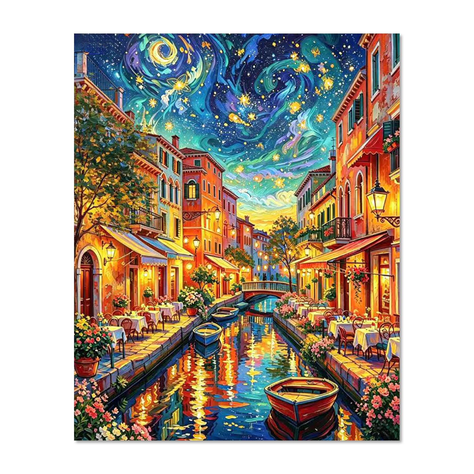 Venice Night Paint by Numbers for Adults, City Painting by Numbers — image 1