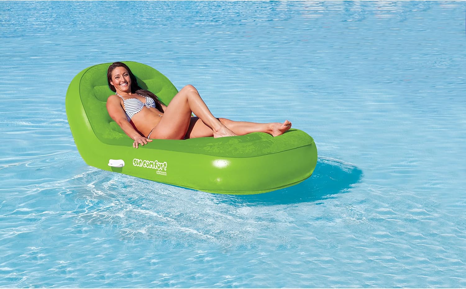 Pool Float Airhead Sun Comfort Cool Suede Chaise Lounge - Oversized With  Drink Holder Cool Suede Float Airhead AHSC-009 Sun Comfort Cool Suede Chaise Lounge