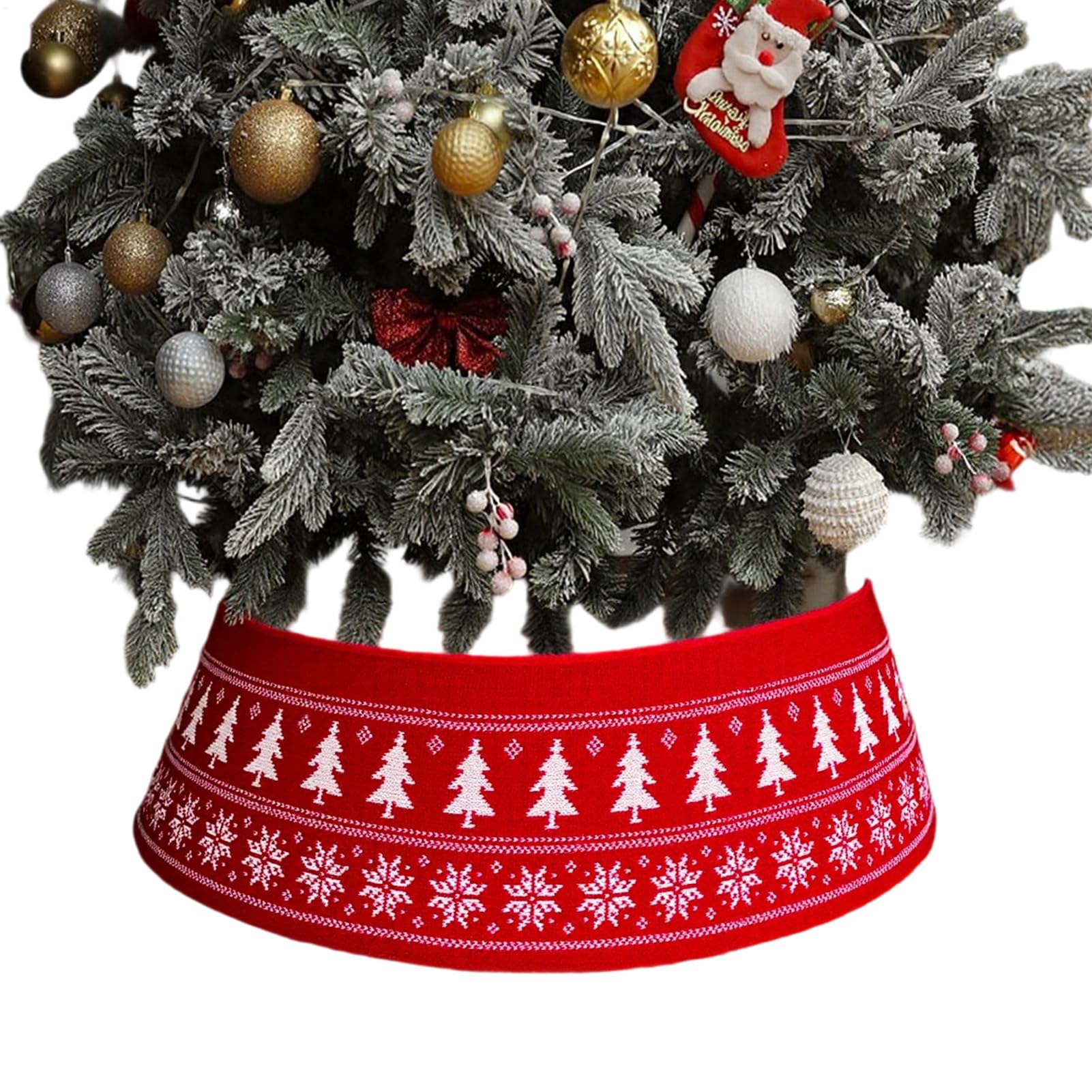 Collier de sapin de Noël en tricot - Couvre-pied réglable et décoration de Noël intérieure