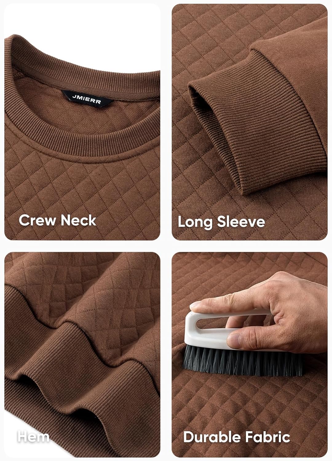 JMIERR Men's 2025 Casual Crewneck Dress Sweatshirts Pullover Fall Fleece Diamond Texture Warm Winter Comfy Long Sleeve - Image 6