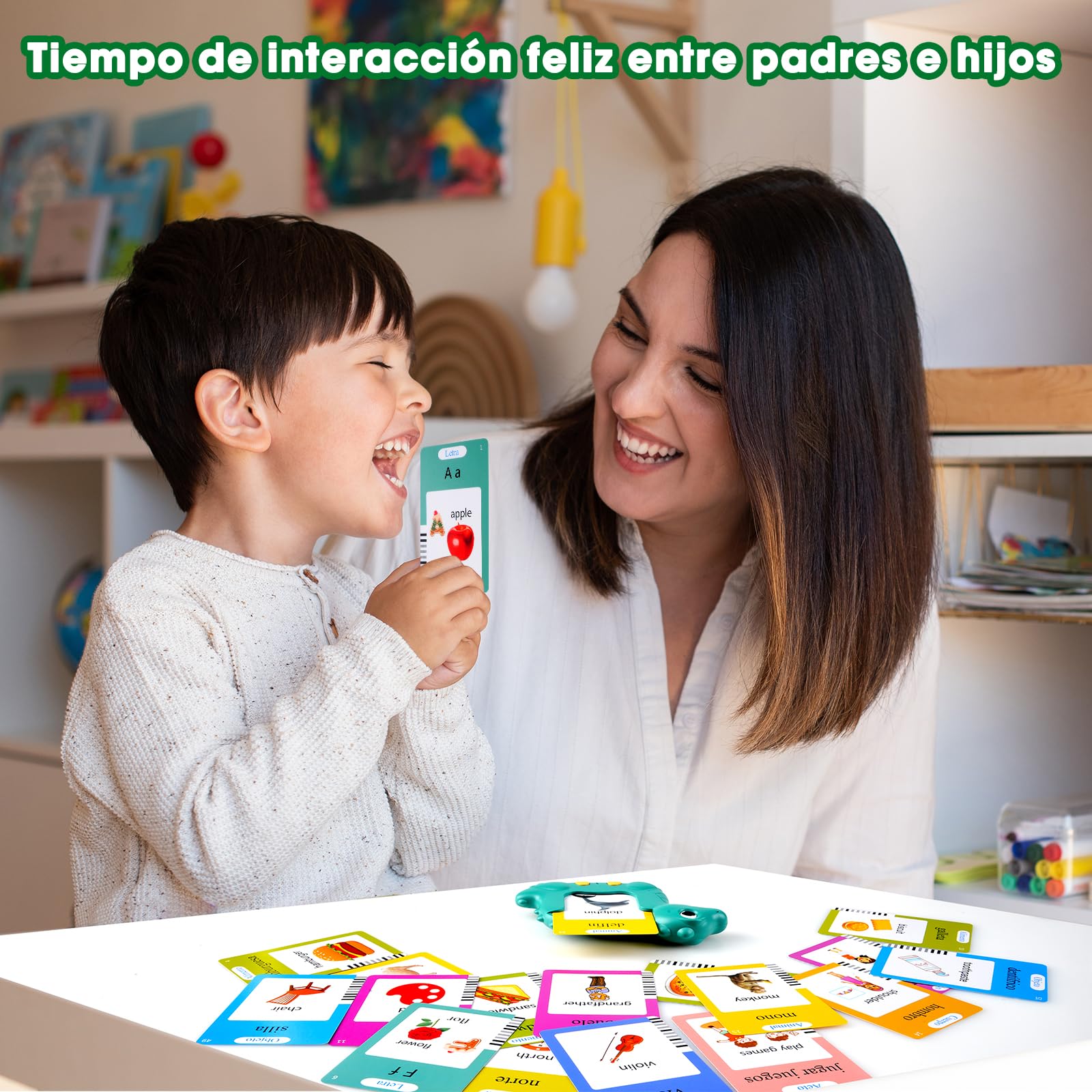 510 Palabras Juguetes niños 2 años, Tarjetas parlantes español para niños de 2 a 6 años, Juguetes educativos 2 años, Juguetes Educativas Audibles Verde (Español/Inglés/Bilingüe)