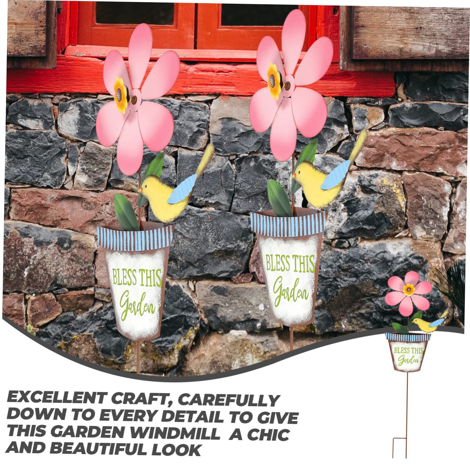 Moulinet Décoratif Fleur en Métal Rotatif pour Jardin et Pelouse