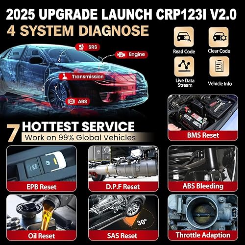 Miniatura 2 de LAUNCH Escáner OBD2 CRP123I V2.0, actualización de la herramienta de escaneo CRP123E/CRP129E para ABS/SRS/at/ENG, FCA SGW, 7 servicios de