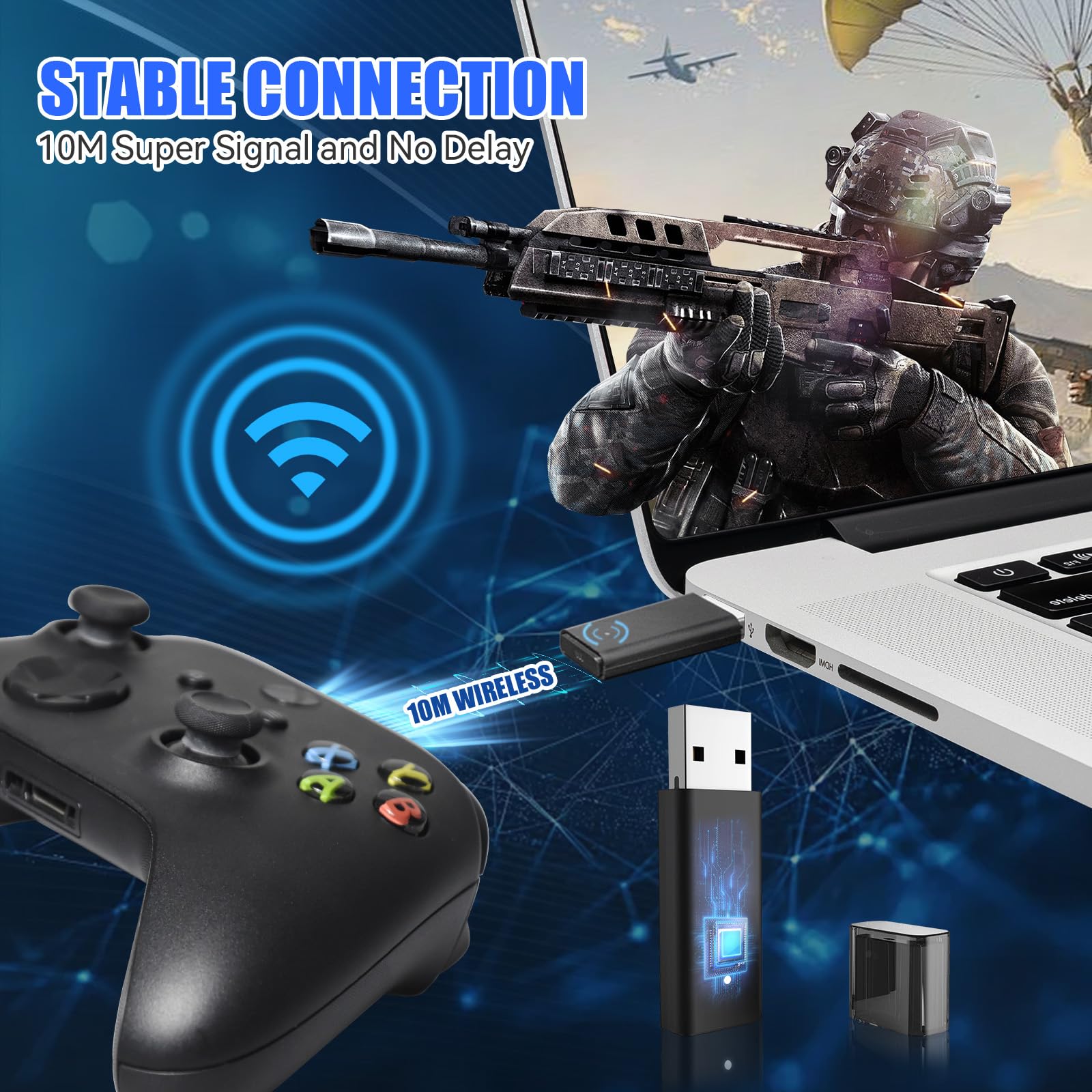 Adattatore Wireless per Controller XOne, XOne X S/Series X S/Elite, Adattatori Compatibile con PC Windows 10/11/8/8.1/7