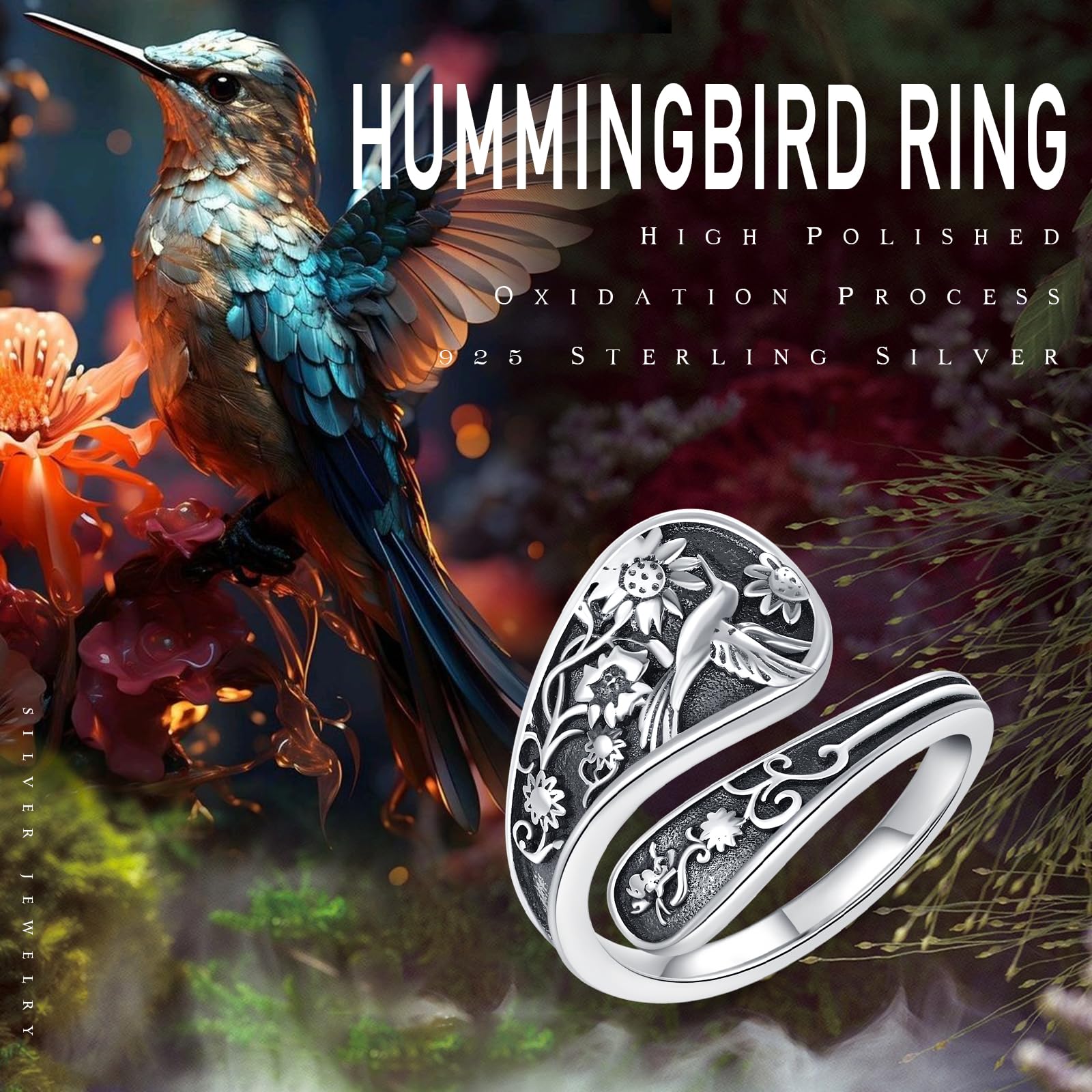 Löffelringe Für Frauen 925 Sterling Silber Kolibri Löffel Ring Verstellbarer Daumenring Im Vintage Boho Stil Schmuck Geburtstagsgeschenke Für Frauen Mama