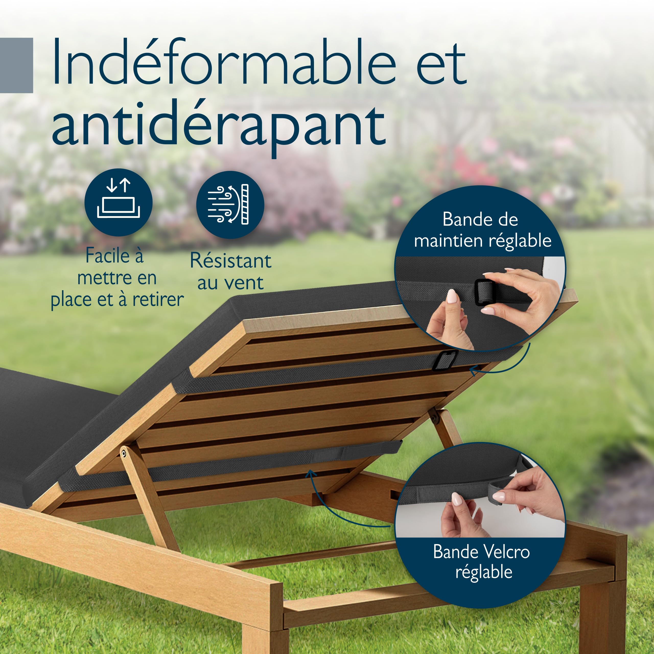 Beautissu Set de 2 Coussin Bain de Soleil Matelas transat imperméable | 190x60cm anthracite résistant aux intempéries séchage rapide lavable chaise longue exterieur mobilier jardin Deckchair