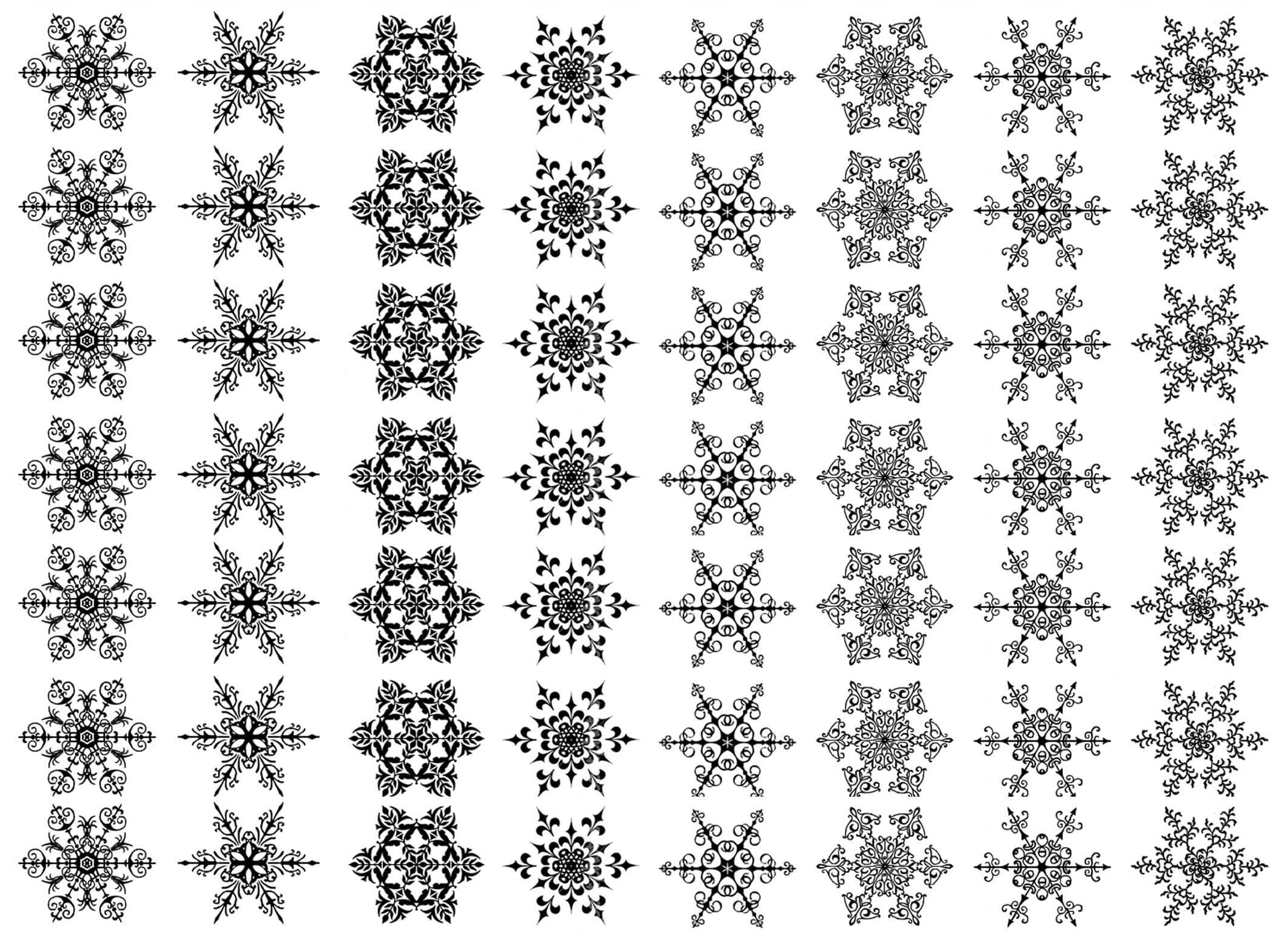 Snowflakes 56 pcs 0.75 Inch Black Fused Glass Decals