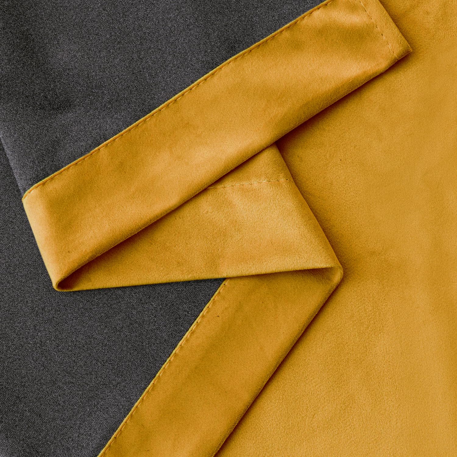 EMEMA Tende a cordoncino semi-oscuranti, isolanti in velluto, 2 pezzi, 140 x 260 cm, tende moderne per soggiorno e camera da letto, tenda spessa in raso termico, giallo senape