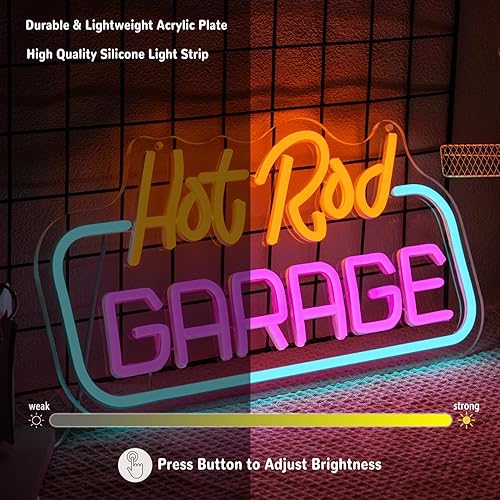 Miniatura 5 de Hot Rod - Letrero de neón para decoración de pared, luz de neón de garaje, luz de neón LED de estacionamiento, luz de neón LED colorida para