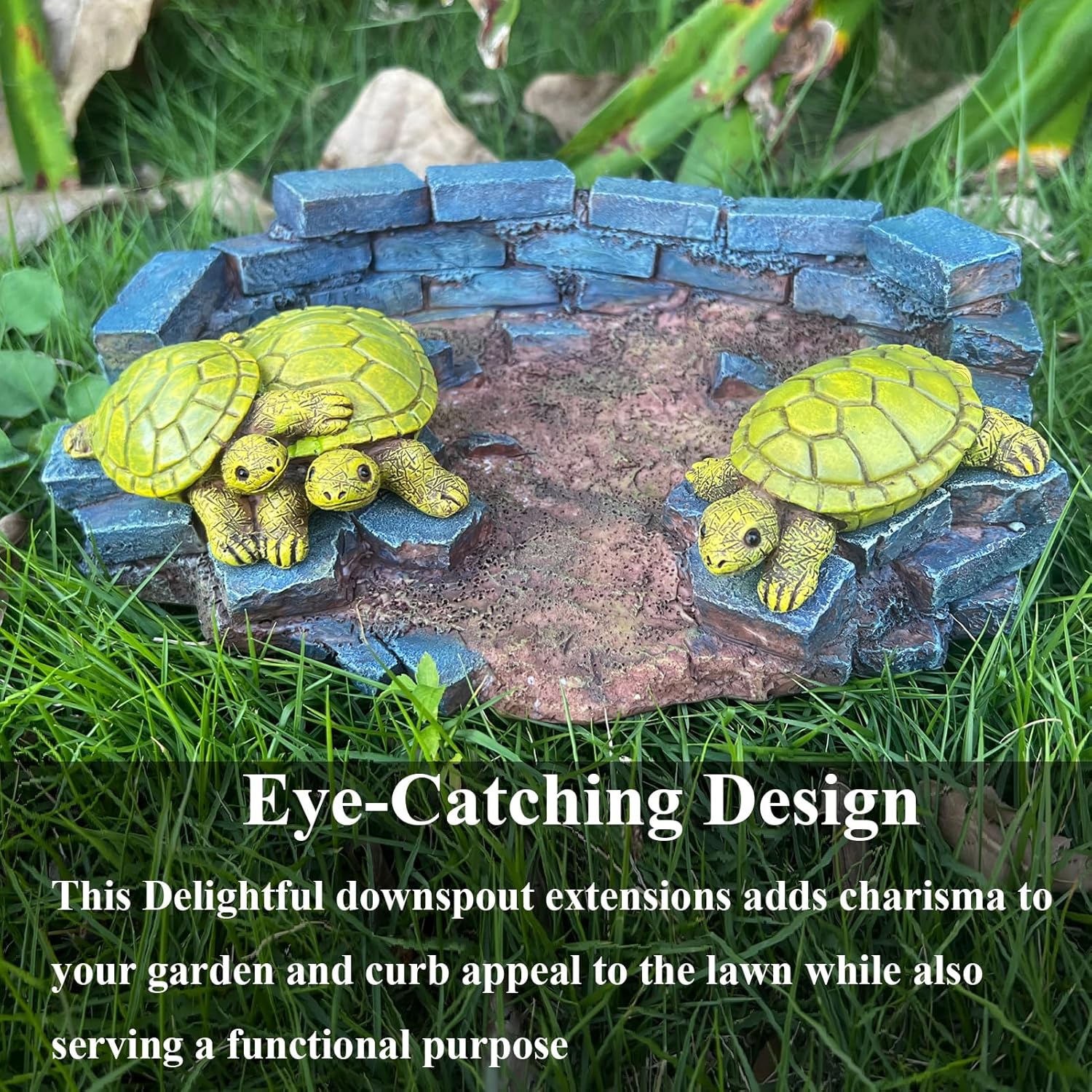 Brick Turtlle Statue Splash Block Gutter Downspout Garden Decor, Larger Gutter Downspout Splash Block Extensions Ornament Rain Concrete Resin Tortoise Diverter Accessory, Outdoor Decor Gift (13.8In)