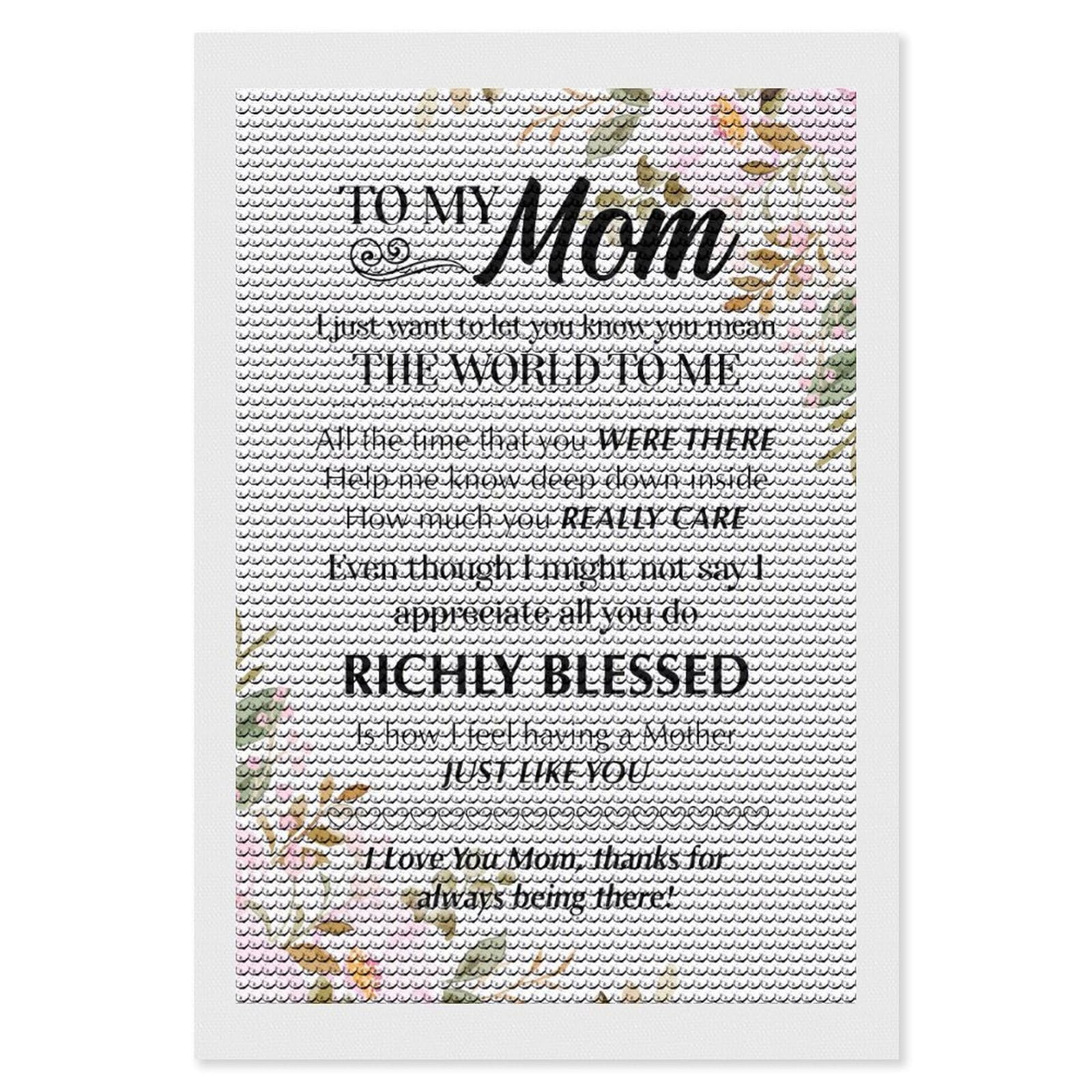 Junmoney to My Mom Diamond Art Canvas 8"x12", Full Kit Included, Bedroom Decor, for Beginners, Thoughtful Handmade Gift