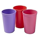 ECR4Kids ELR-18102-BE My First Meal Pal Drinking Cup - BPA-Free, Dishwasher Safe, Stackable Tumblers, Kids Cup Set for Baby, Toddler and Children - 3-Pack, Berry