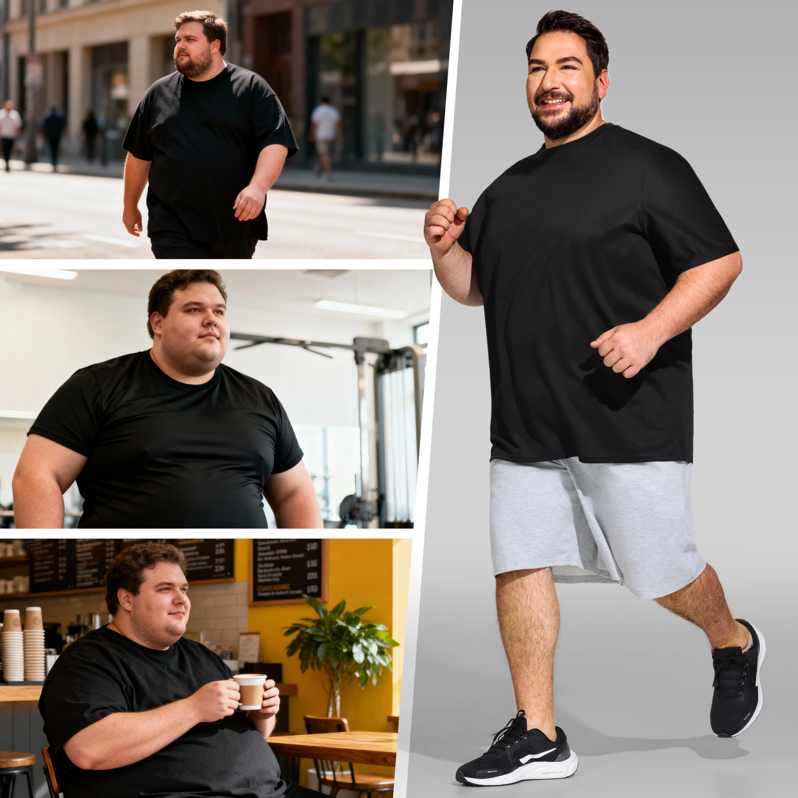 Big & Tall Men's Dry Fit Moisture Wicking T Shirts, Comfort & Breathable Tees for Gym Running Casual Undershirts — view 7