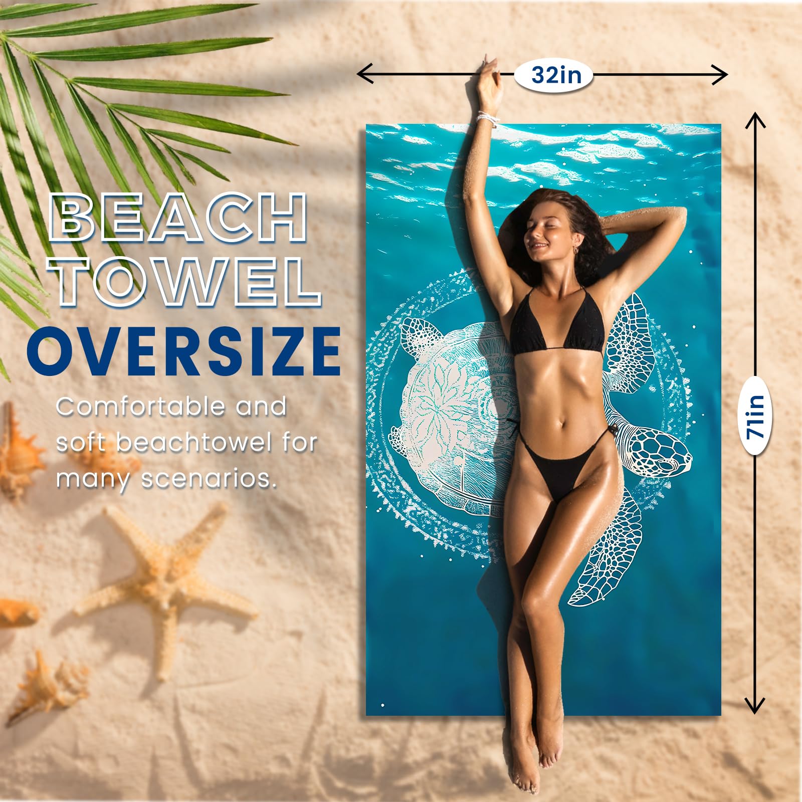 MintiMango Oversized Microfiber Beach Towel - Quick Dry Sand Free Towel For Travel & Pool