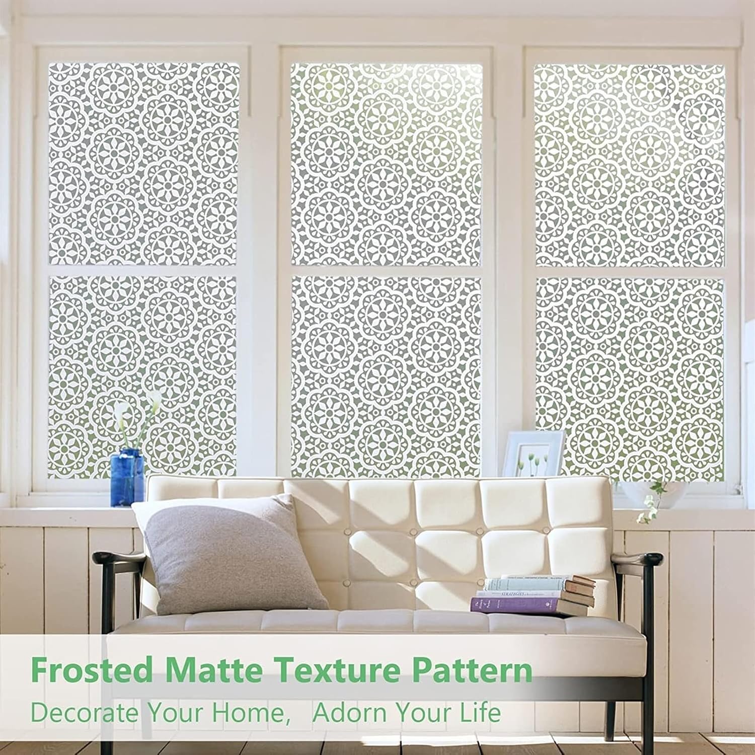 Decorative Window Film Frosted Window Film Privacy Stained Glass Film Decor Opaque Static Cling Self Adhesive Vinyl Window Door Sticker for Home Office Privacy Window Film(Size:90x100cm)