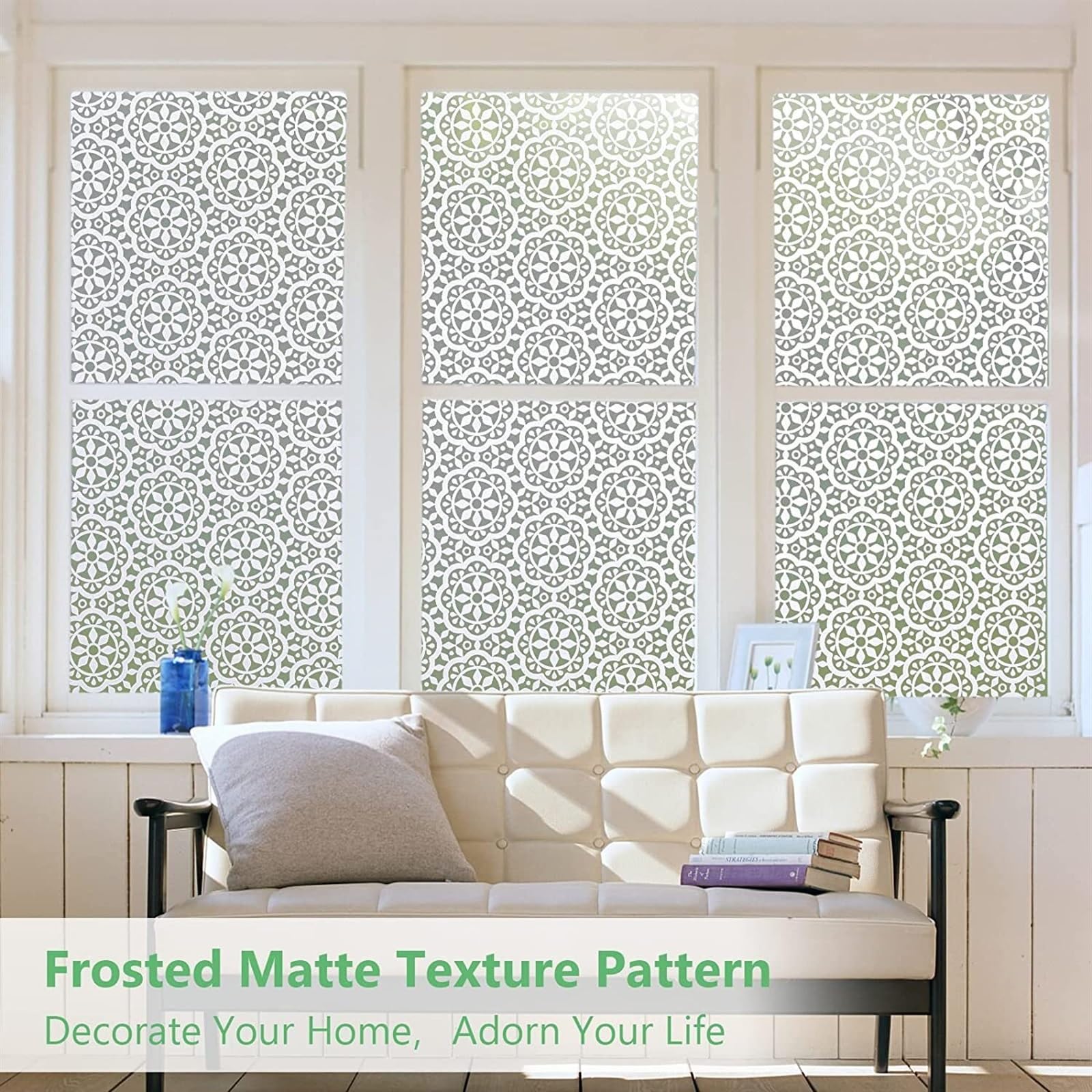 Fensterfolie Mattierte Fensterfolie, Sichtschutz, Buntglasfolie, Dekor, undurchsichtig, statisch haftend, Selbstklebender Vinyl-Fenster-/Türaufkleber for Zuhause und Büro Glasfolie(90x100cm)