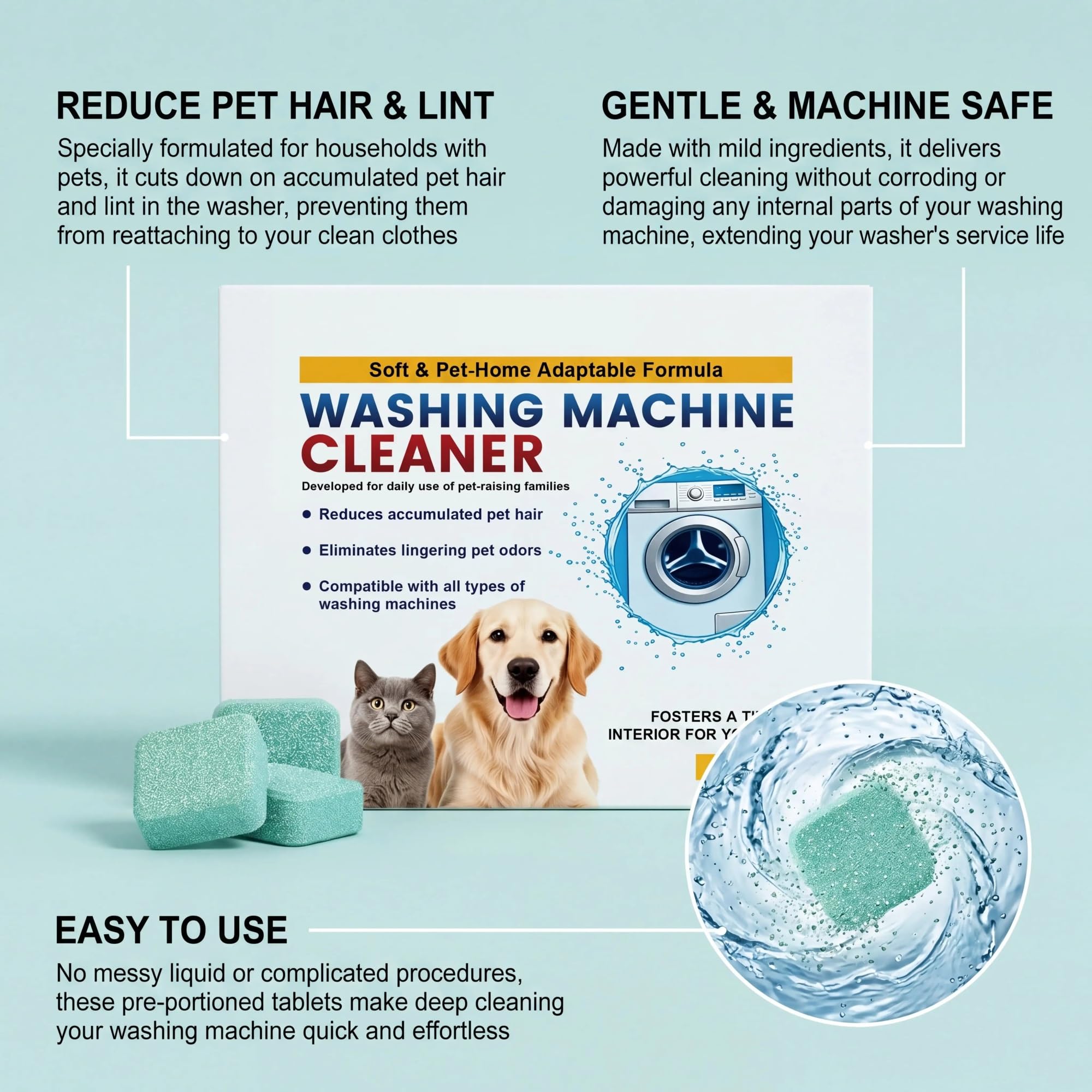 washing machine cleaner tablets Pet Owners Waschmaschinen-Reiniger-Pads, 12 Stück