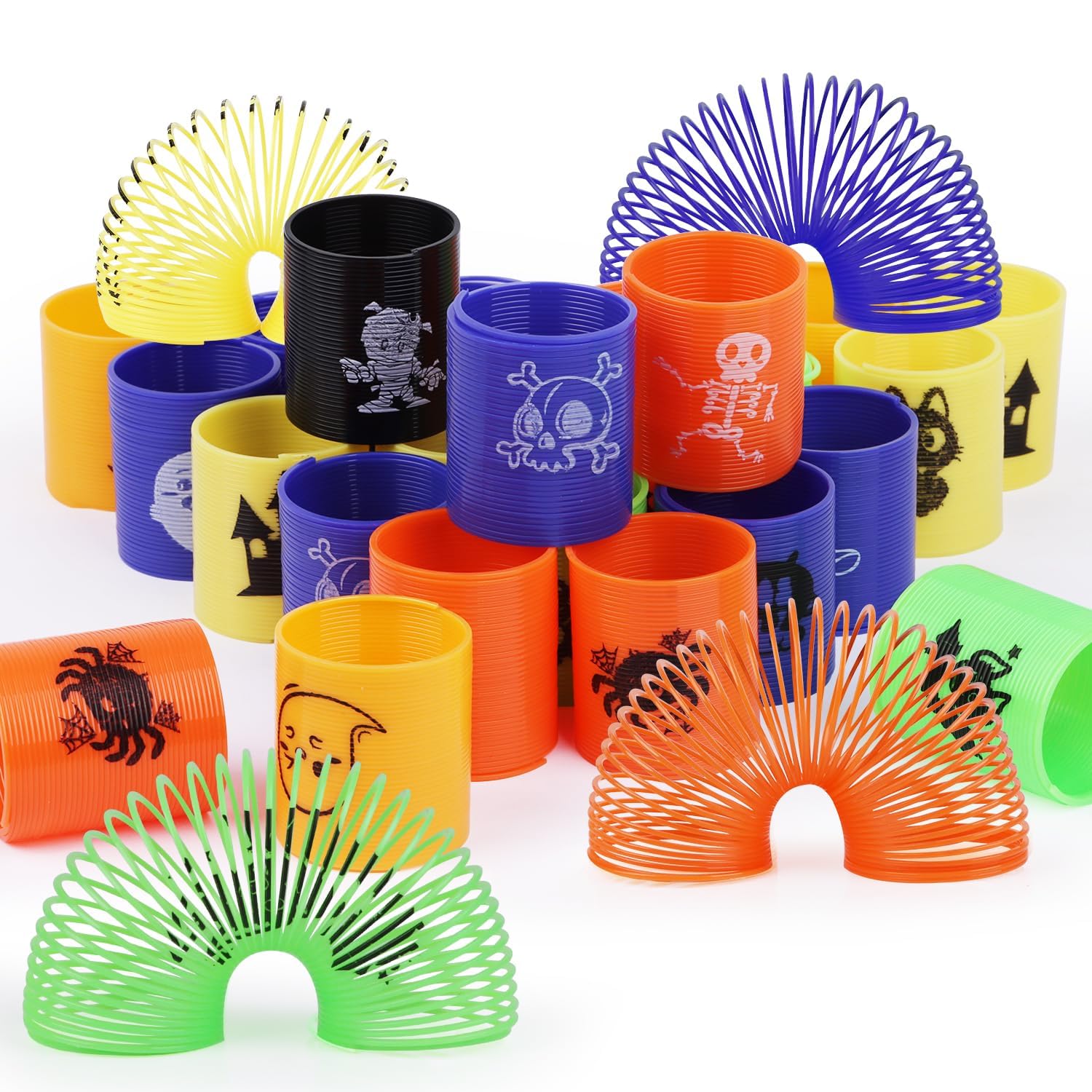 FINGOOO Halloween Coil Springs for Kids 48PCS Mini Slinky Springs Party Bag Fillers Fidget Sensory Toys Festival Gift Party Favour - Image 2