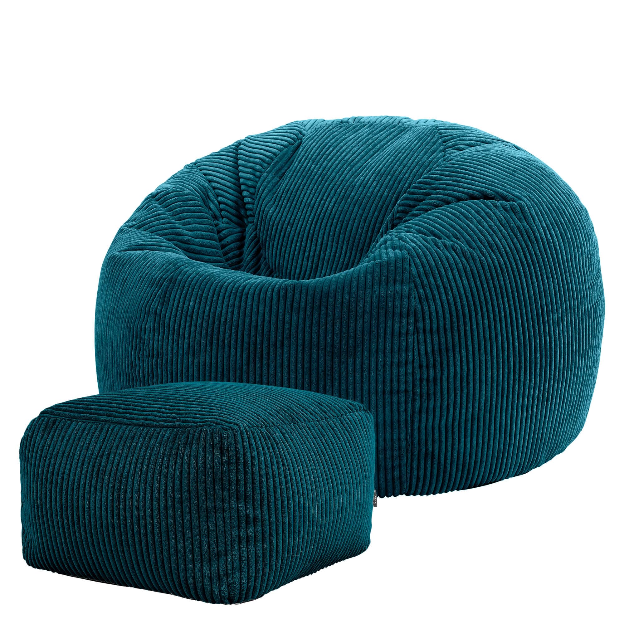 ICON Kingston Cord Bean Bag Chair and Pouffe, Teal Green, Large Lounge Chair Bean Bags for Adult with Filling Included, Jumbo Cord Adults Beanbag, Boho Room Decor Living Room Furniture
