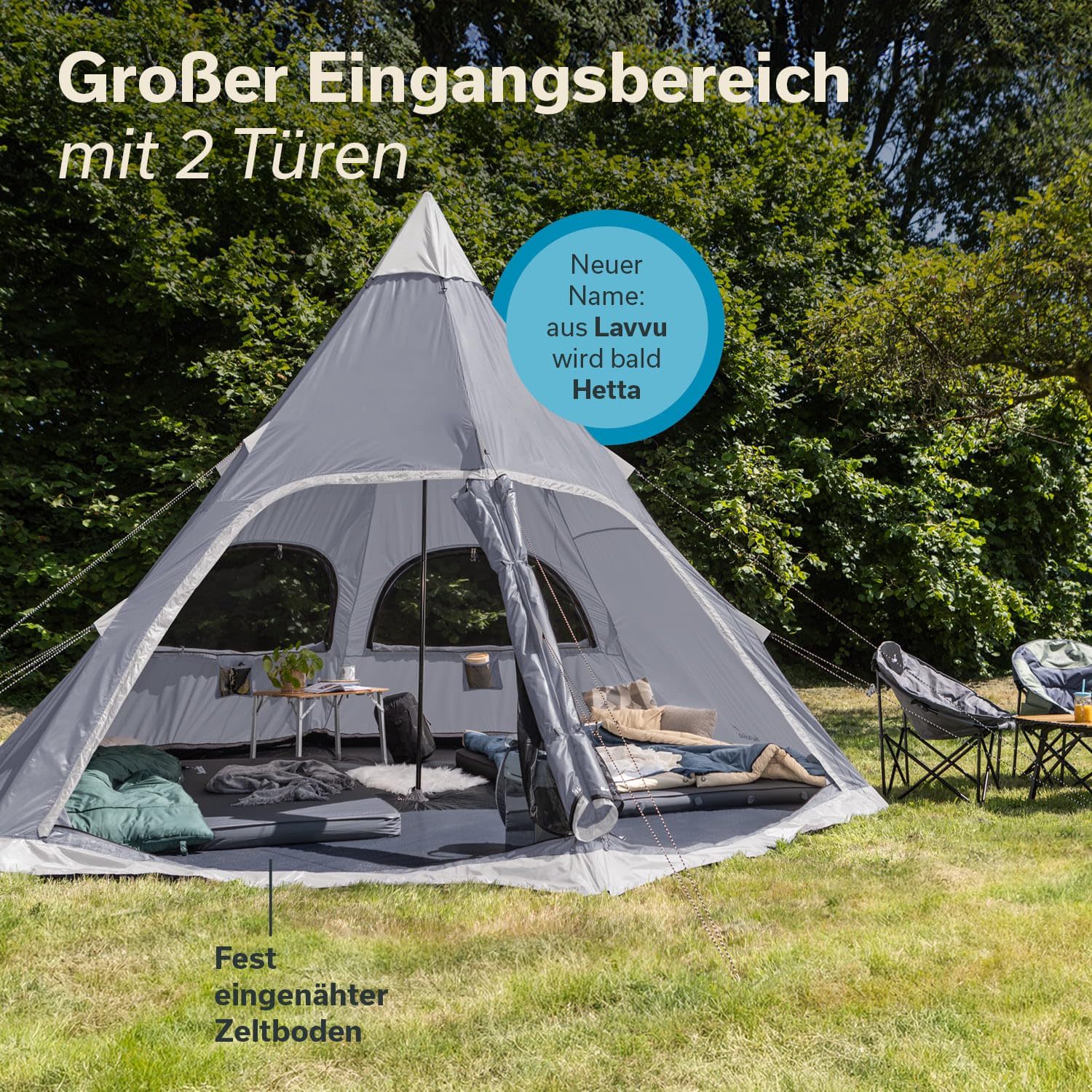 Skandika Tenda da campeggio indiana Tipi Hetta | per 4-6 persone, altezza 2-3 m, pavimento cucito, colonna d'acqua 3000 mm, UV 50+