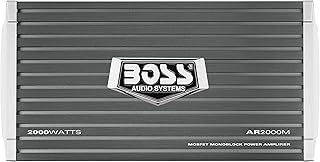 BOSS Audio Systems AR2000M Monoblock Car Amplifier - 2000 Watts, 2-4 Ohm Stable, Class A-B, Mosfet Power Supply, Gray