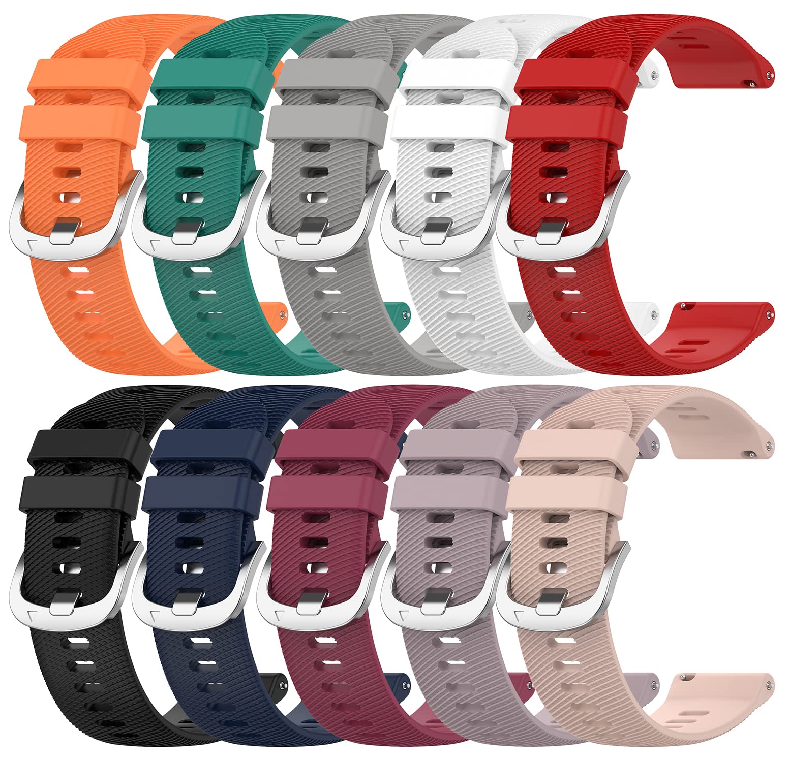 TenCloud 10 Pack Silicone Watch Bands 18mm Compatible with Garmin Vivoactive 4S/Vivomove 3S/Venu 2S/Forerunner 255S 265S ( Not for the Vivoactive 4/Vivomove 3/Venu 2/Venu 2 Plus/Venu/Forerunner 255 265)-image-12