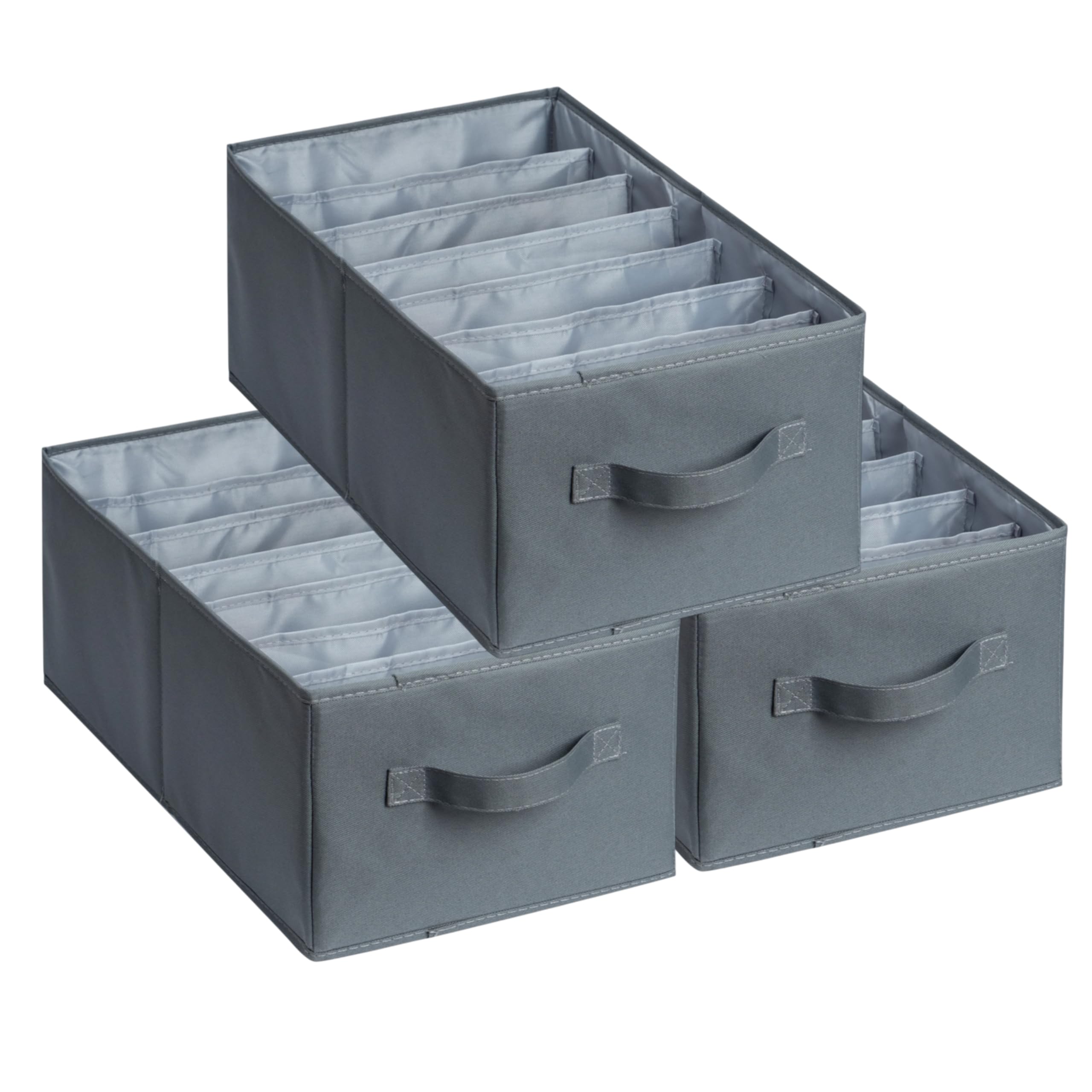Set de 3 Organizador Armario - Separadores de Cajones, Cajas Almacenaje Ropa, La Solución Perfecta para un Cajas Organizadoras (Gris Oscuro, 45x25x18cm)
