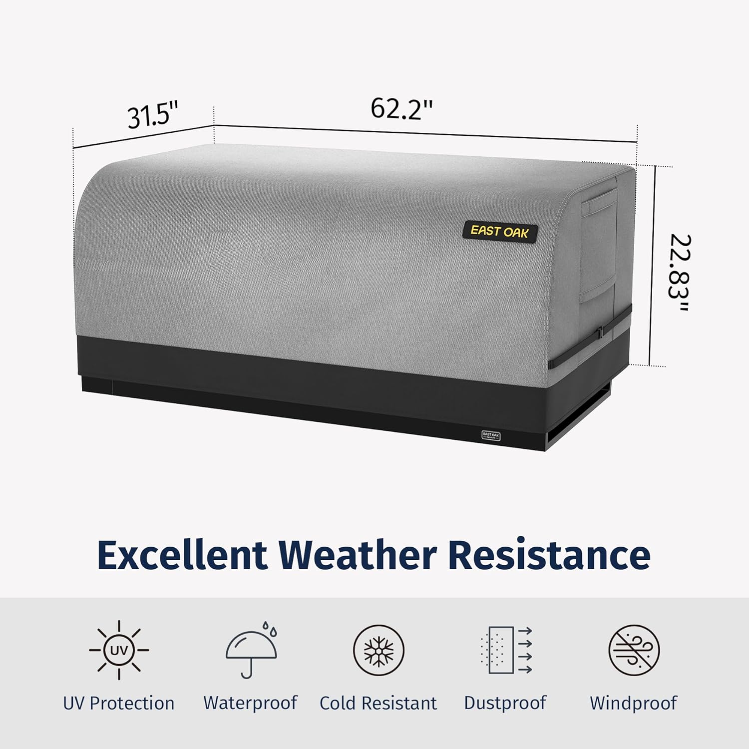 EAST OAK Patio Furniture Set Cover, Outdoor Loveseat Sofa Cover wtih 600D Heavy-Duty Fabric, Waterproof, Dustproof and All-Weather Resistant (62.2''L x 31.5''W x 22.8''H, Grey)