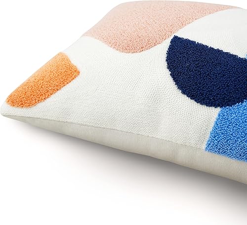 Miniatura 2 de Funda de almohada decorativa lumbar bohemia de 12 x 20 pulgadas, moderna abstracta geométrica, almohada de algodón bordado de mediados de siglo,
