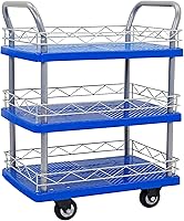 Vista 6 de JORESTECH Carro de plataforma Dolly Warehouse Moving Push Hand Truck (rueda de goma de 2 pisos de 330 libras)